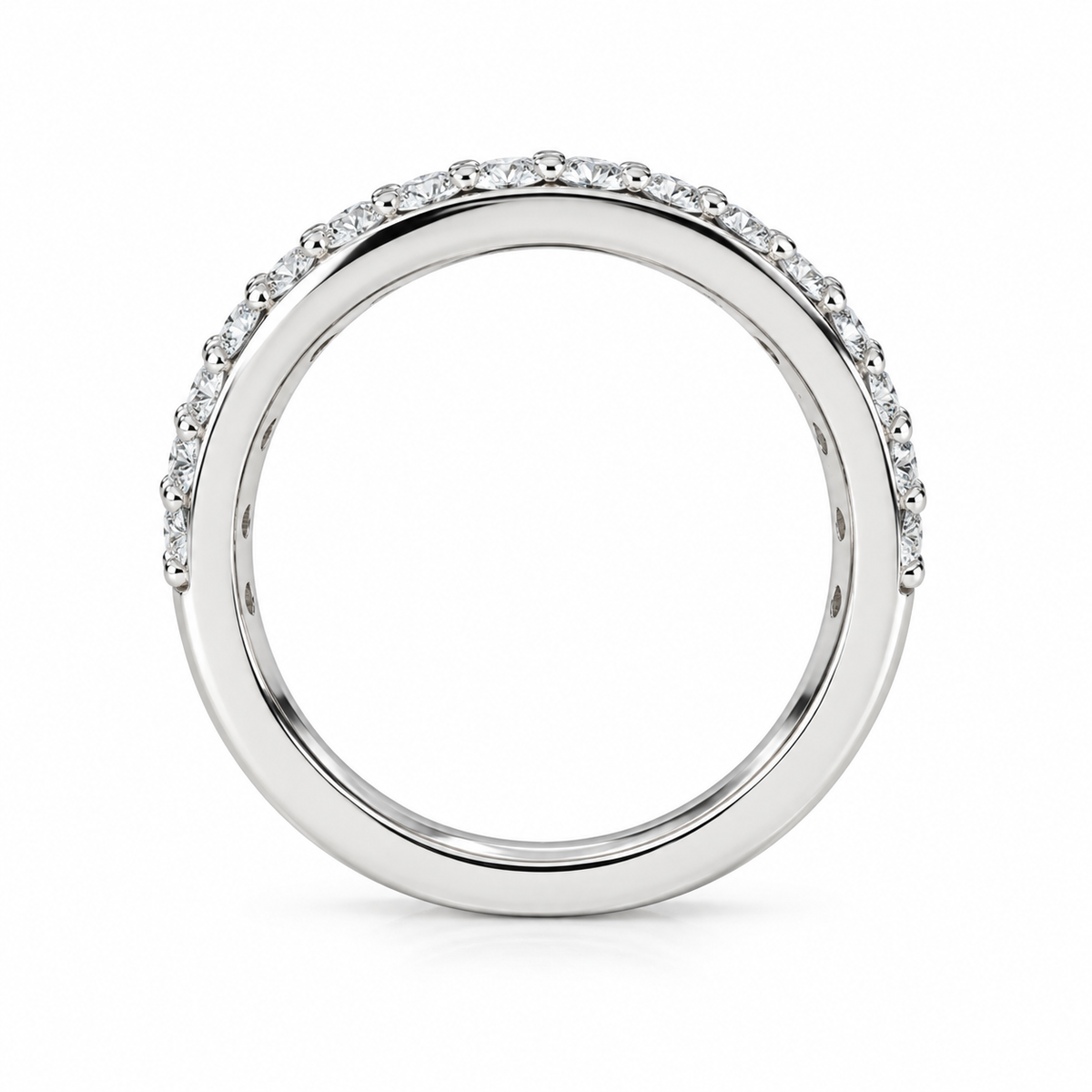 Half Eternity Moissanite wedding Band White Gold Stacking Moissanite Band Thin Dainty Wedding Band Simple Moissanite Band Gift For Her 7412