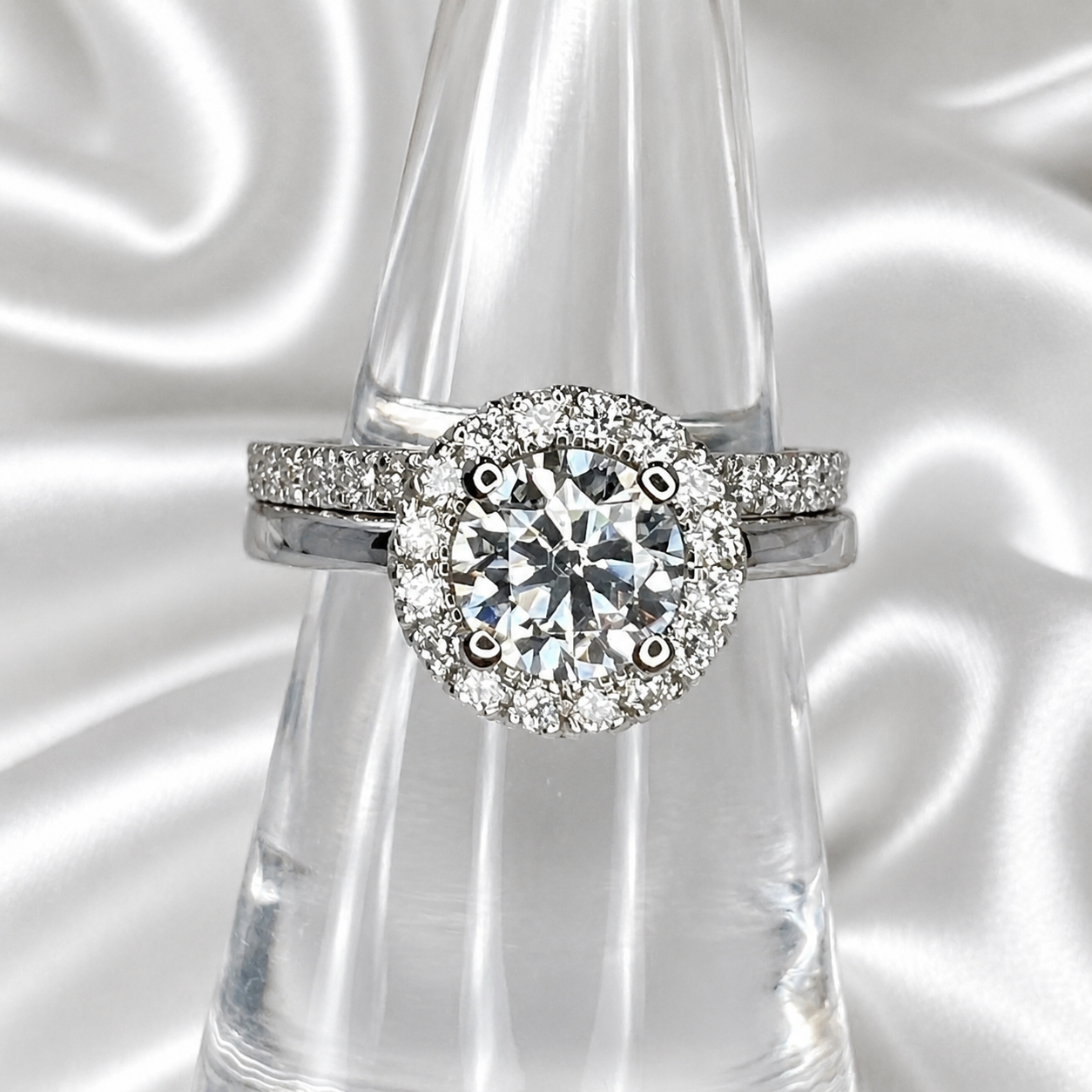 1.30 CTW Round lab grown diamond engagement ring 14k solid gold, round shaped halo lab grown cvd diamond ring Anniversary promise ring