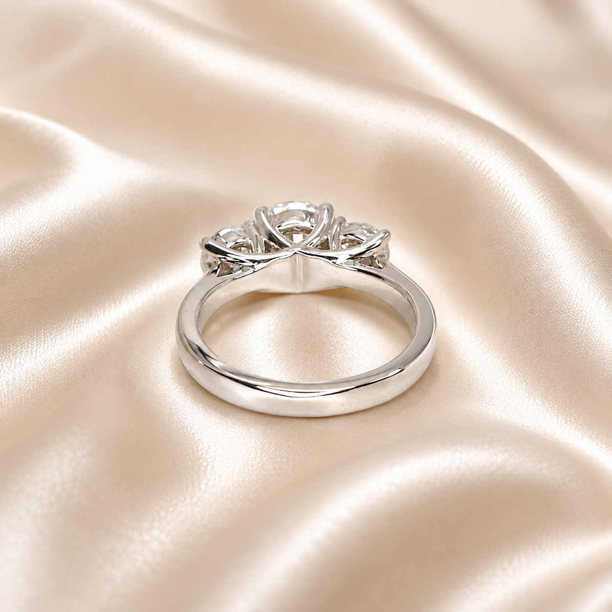 2.50 CTW Lab Grown Diamond Engagement Ring 14K Solid Gold, Three Stone Lab Created Diamond Wedding Ring, Simple Diamond Bridal Ring