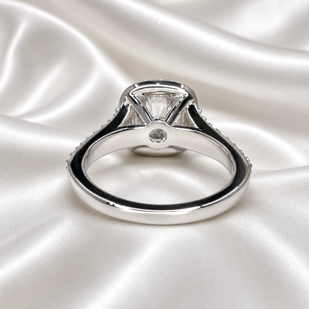 Round Cut Lab Grown Diamond Engagement Ring, CVD Diamond Halo Engagement Ring, Lab Created Diamond Wedding Bridal Anniversary Ring