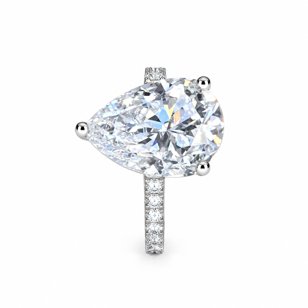 Pear Shaped Lab Grown Diamond Engagement Ring 14K Solid Gold , Teardrop Diamond Ladies Ring , IGI Certified Lab Created Diamond Ring #7100