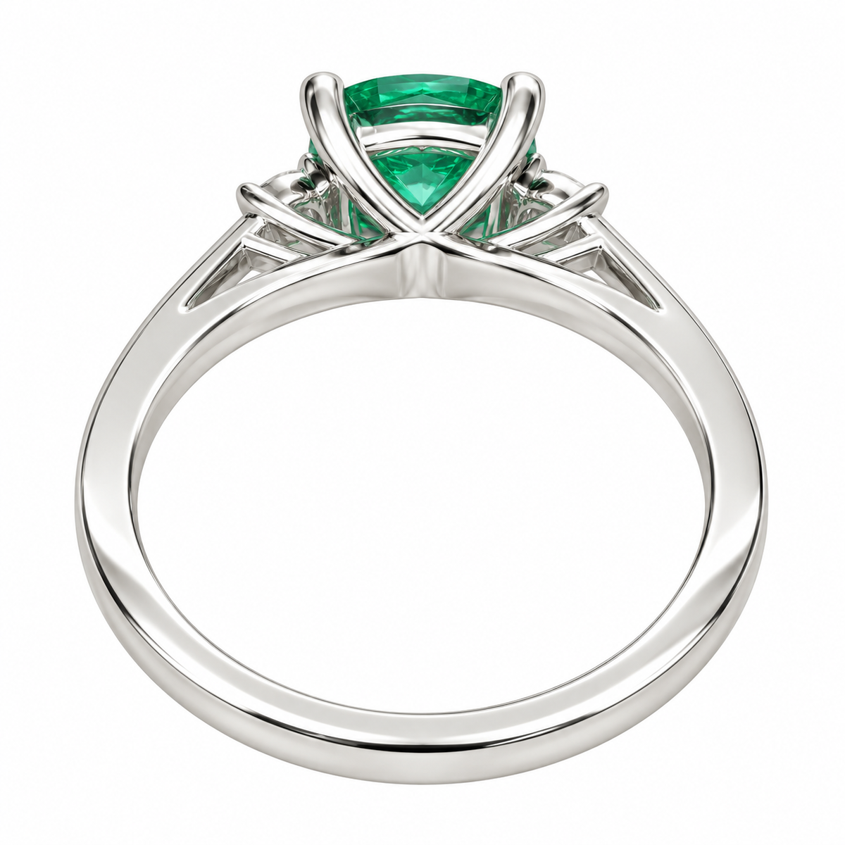 Paraiba Tourmaline Ring, Three Stone Engagement Ring, 14K White Gold, Cushion Cut Paraiba Ladies Ring, Paraiba And Moissanite Ring, #6869