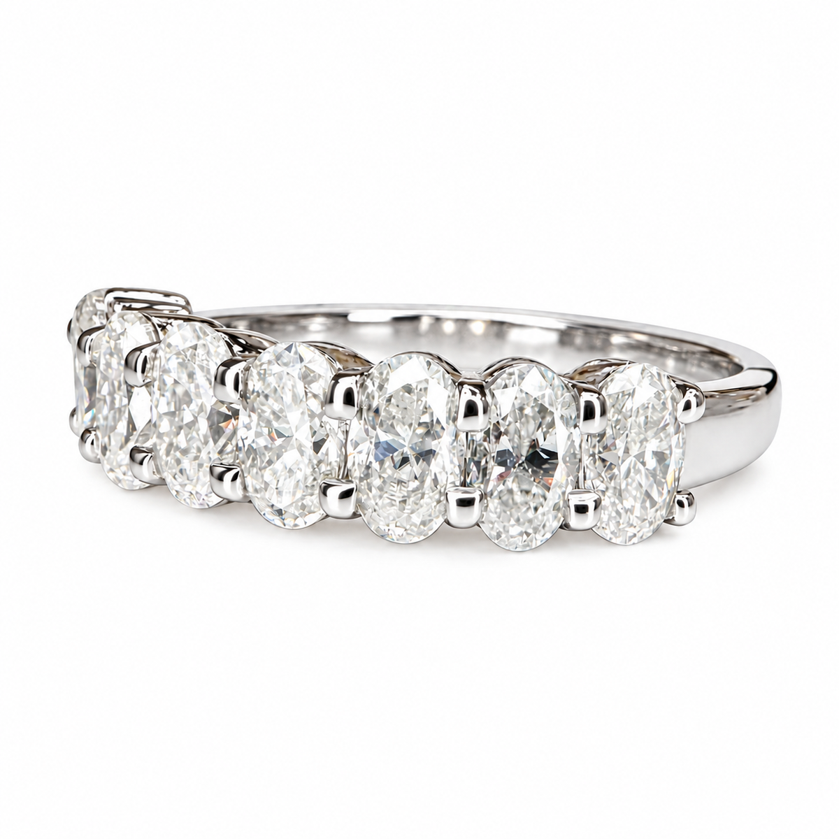 Eternity Wedding Band 14k White Gold, Oval Cut Wedding Band, Anniversary Band, Moissanite Wedding Band, Oval Cut Band, Half Eternity, #6320