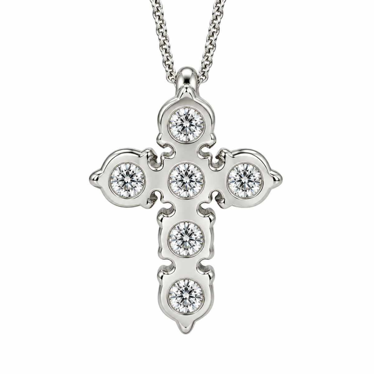 Cross Necklace, Small Cross Pendant Necklace, Gold Cross, Dainty Crucifix Pendant Necklace, Minimalist Cross Pendant, Moissanite Cross