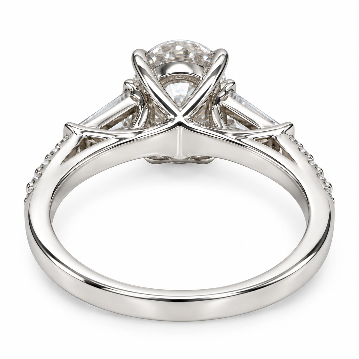 Oval Moissanite Engagement Rings For Women 14k Solid White Gold, Moissanite Cluster Bridal Rings, Moissanite And Diamond Wedding Rings #6938