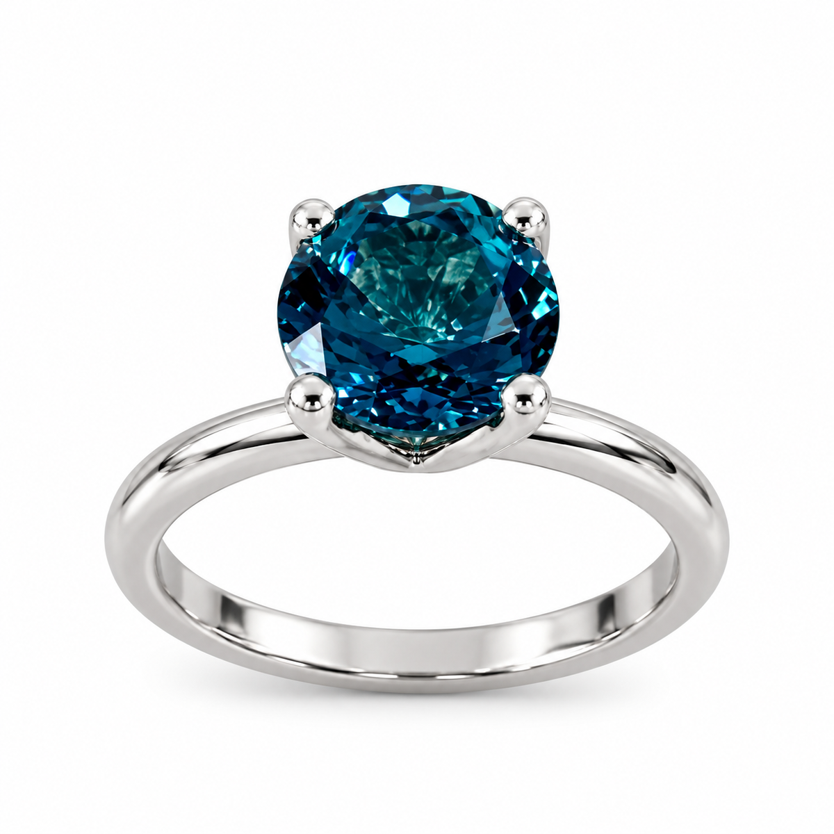 London Blue Sapphire Engagement Ring White Gold Solitaire London Blue Engagement Ring Single Stone Promise Anniversary Wedding Ring #6893