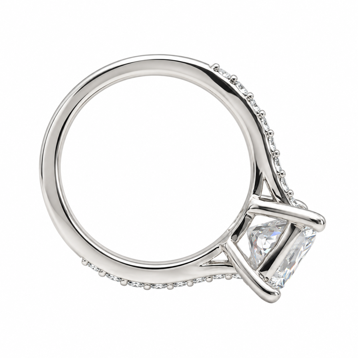 Moissanite Engagement Ring Princess Cut 14K Solid White Gold, Simple Moissanite Engagement Ring For Ladies Solitaire Princess Cut Ring #7436