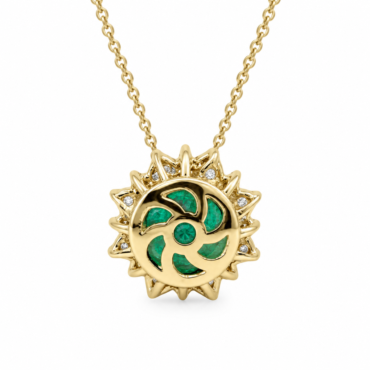 Emerald Pendant Necklace, May Birthstone Necklace, Moissanite Necklace, Emerald Necklace For Women, Gold Dainty Necklace, 14k Gold, #6714