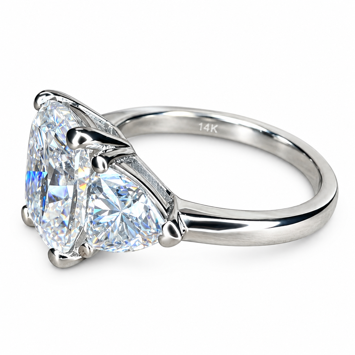 Cushion Cut Moissanite Engagement Ring White Gold Three Stone Moissanite Engagement Rings Women Unique Wedding Promise Anniversary Ring