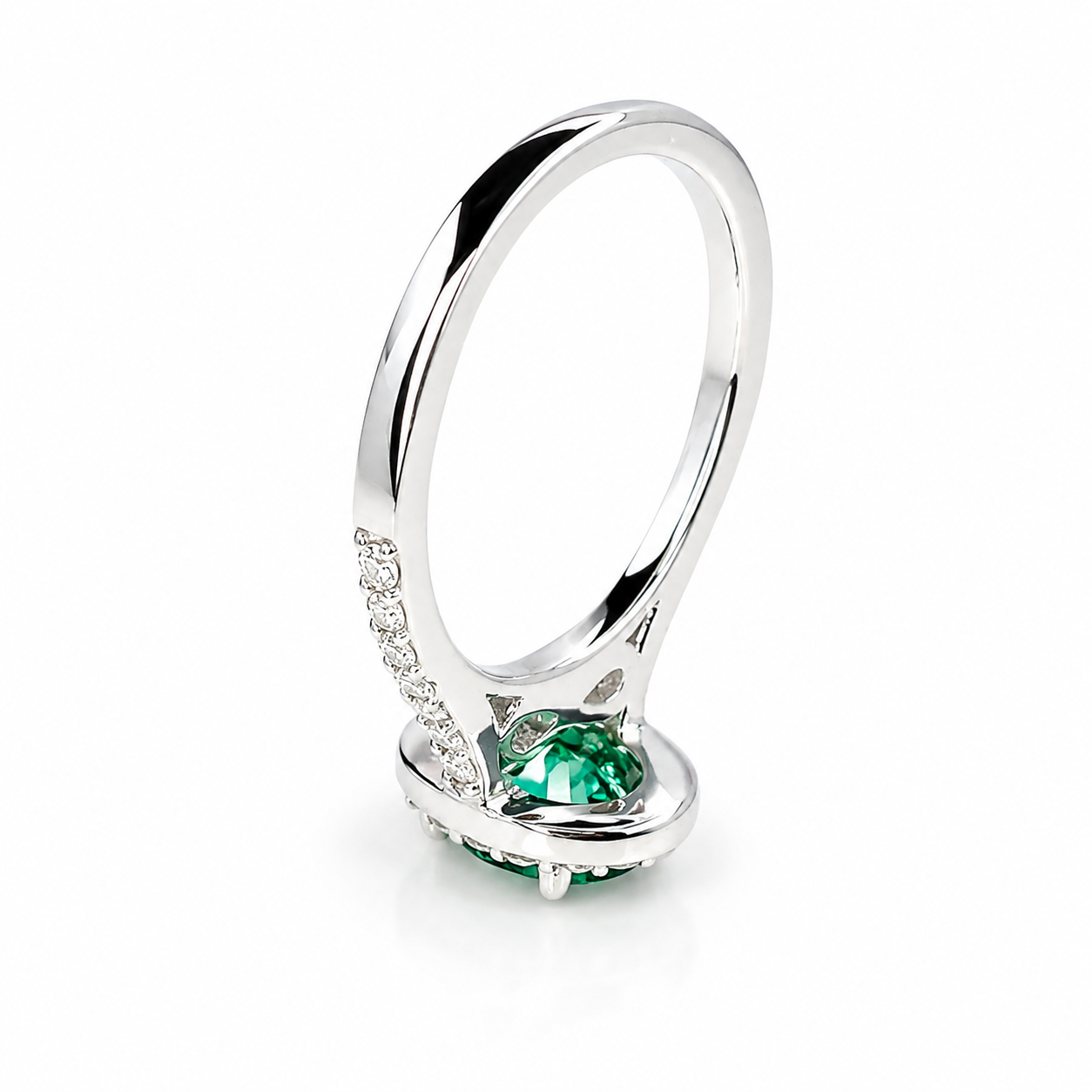 Oval green paraiba tourmaline engagement ring 14k gold, Moissanite oval halo engagement ring, Unique wedding anniversary promise ring, #8021