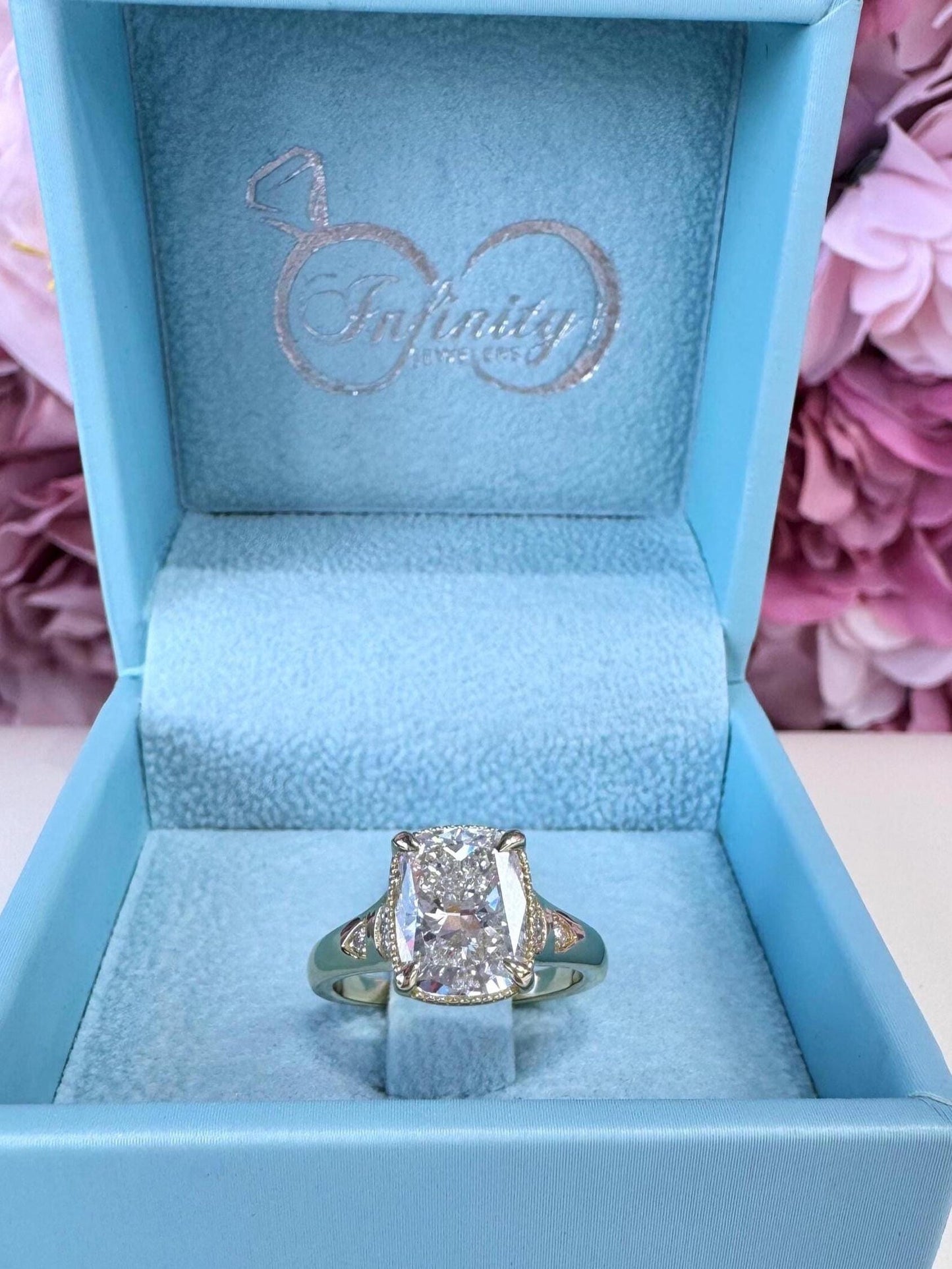 14k Gold Cushion Lab Grown Diamond Bezel Engagement Ring – IGI Certified, Custom Size, Modern Minimal #8796