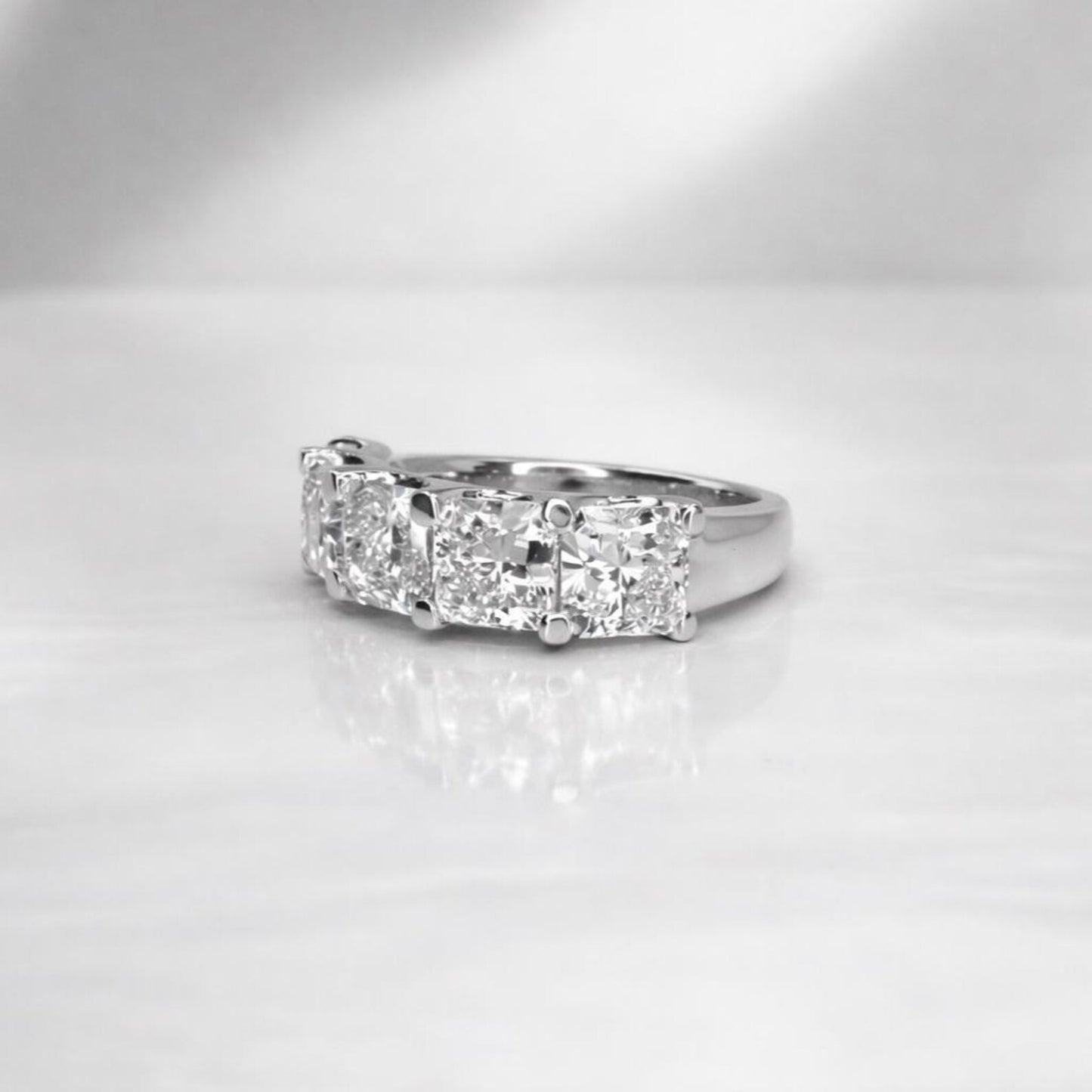 Lab grown diamond wedding band, Lab created diamond half eternity band 14k solid gold, 5 stone radiant diamond ring, cvd diamond ring