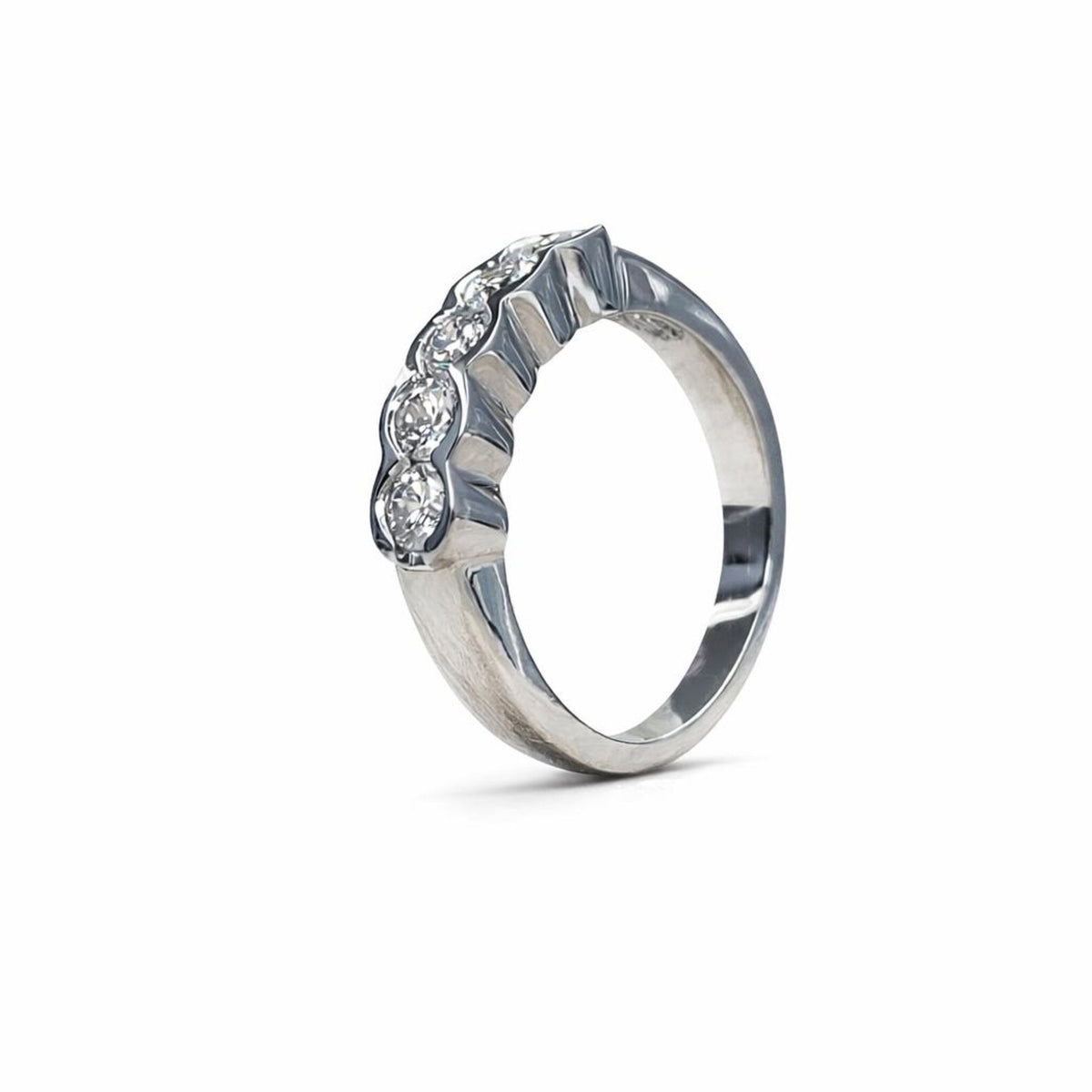5 Stone Bezel Set Round Diamond Engagement Ring, Classic 5 Stone Wedding Ring, Promise Ring, Diamond Wedding Five Stone Ring