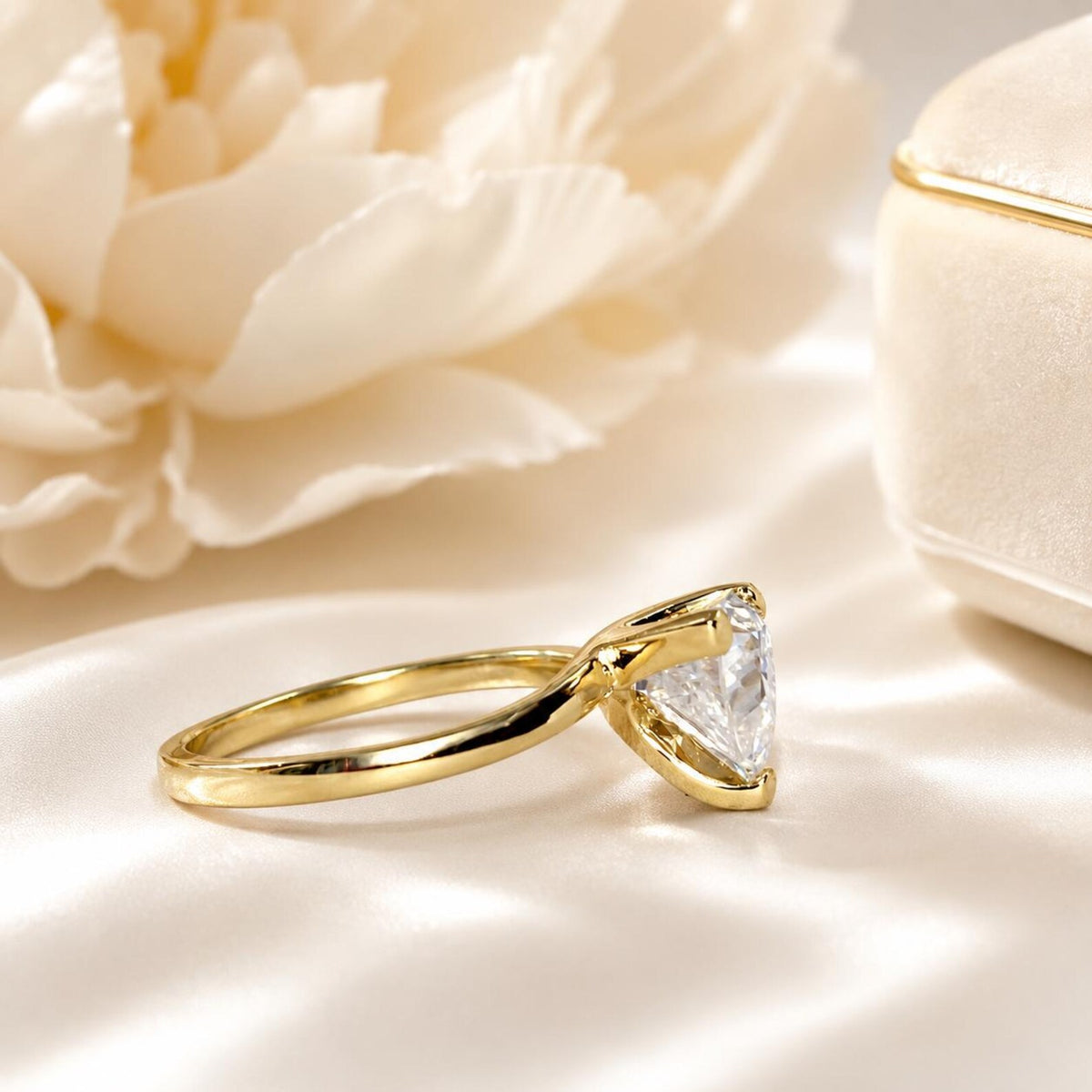 Moissanite Solitaire Trillion Cut Engagement Ring, #5441 14k Solid Gold Triangle Shape Moissanite, Moissanite Bridal Promise Ring For Women