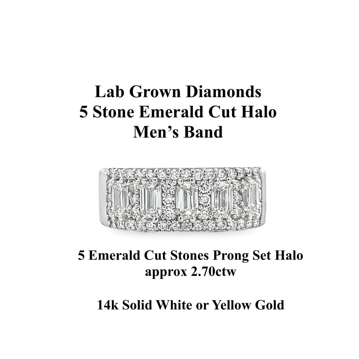 2.70 CTW Lab Grown Diamond Mens Wedding Band 14K Solid Gold #8492