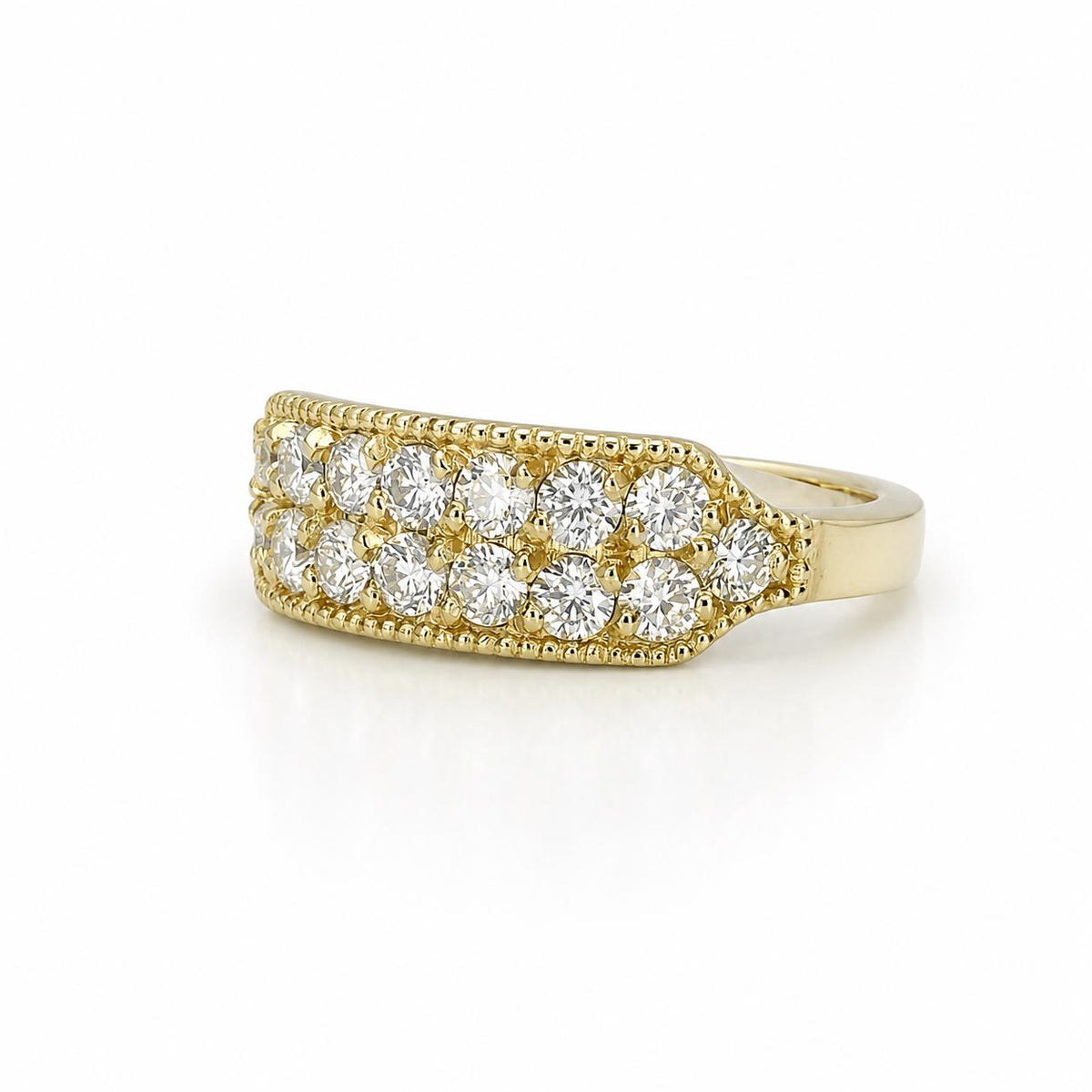 His and Hers wedding band 14k solid gold, two row moissanite wedding band, Unique couples wedding bands, diamond ring half eternity #7928