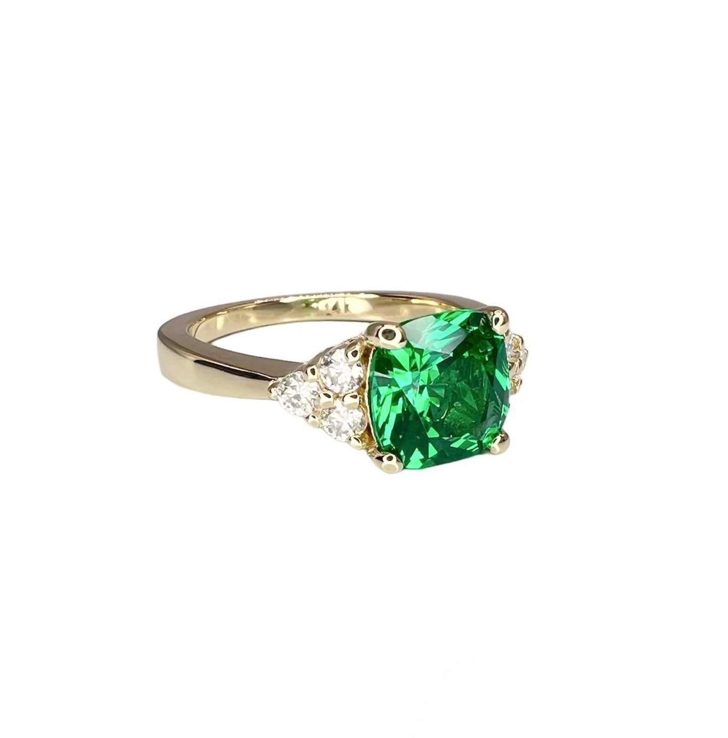 Cushion cut emerald engagement ring 14k solid gold Unique vintage emerald wedding ring May birthstone Jewelry Anniversary promise ring #5966
