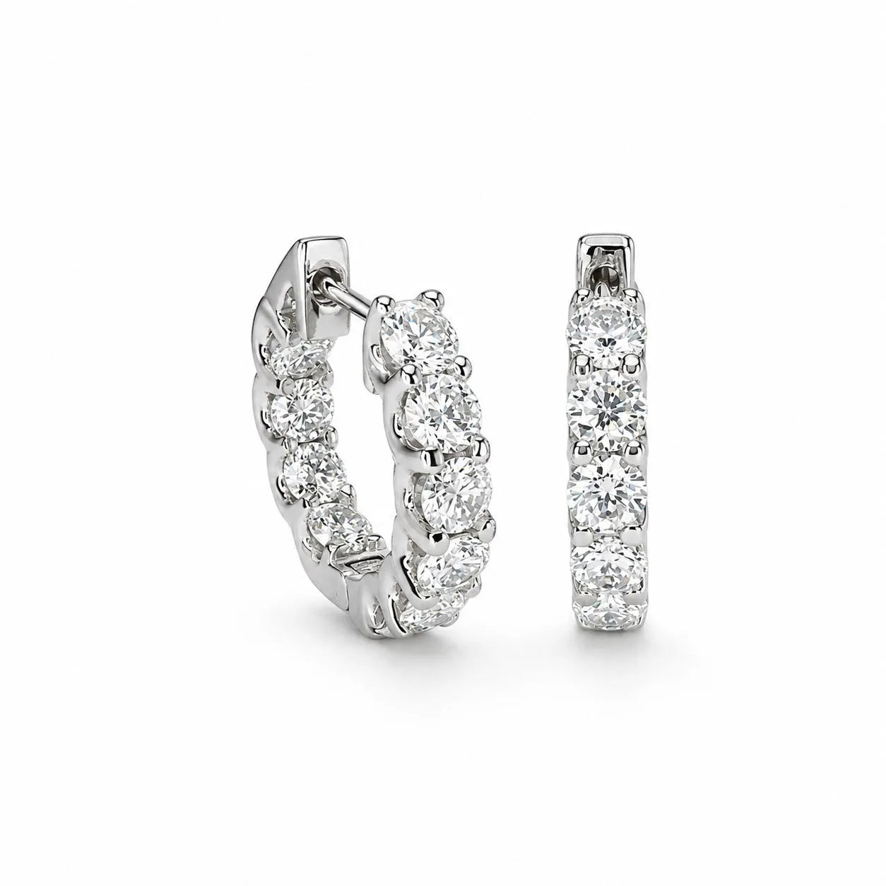 3.50 CTW 14K Solid Gold Diamond Huggies , Moissanite Diamond Hoops Earrings Everyday Diamond Huggies Gifts For Mom , Small Hoops , #8340
