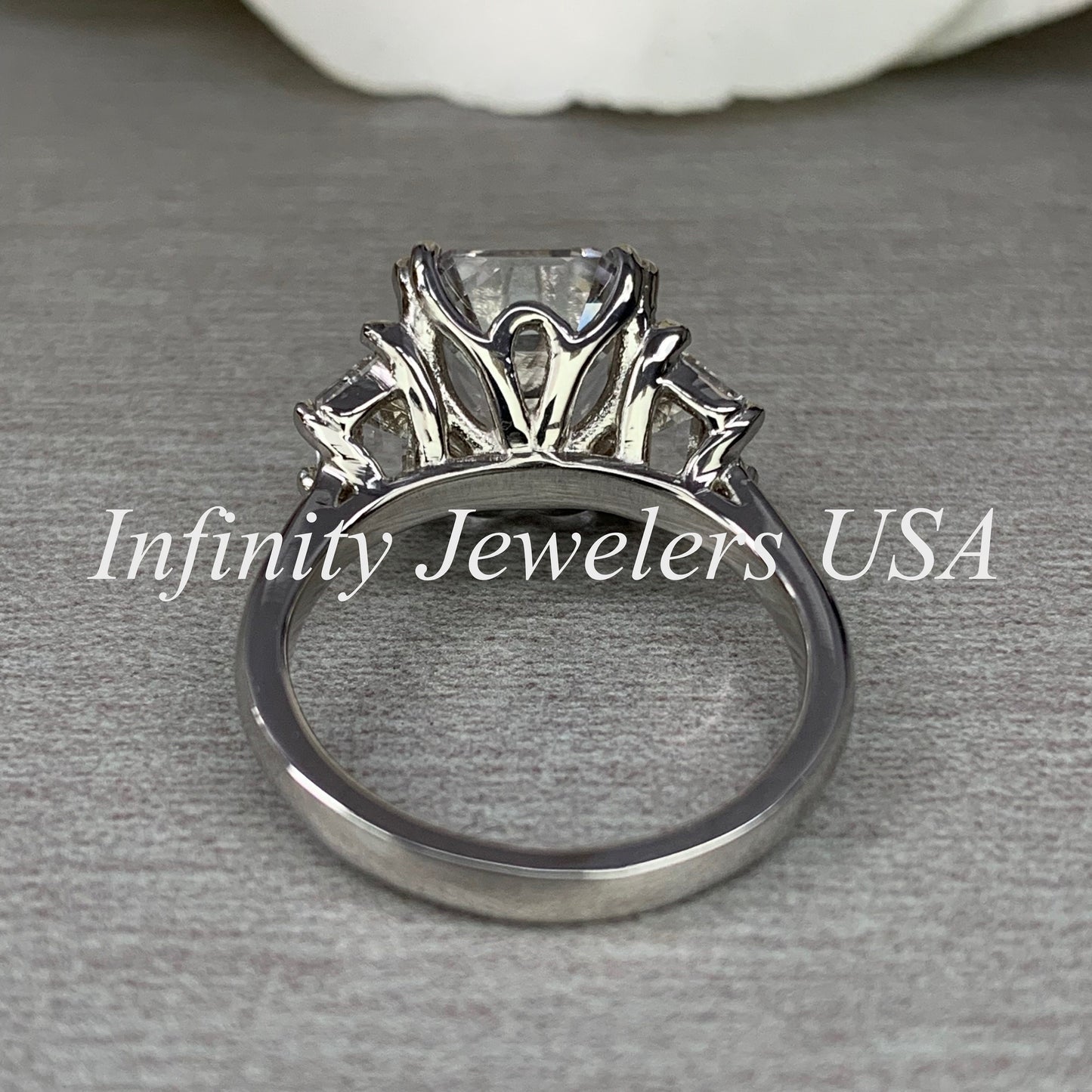 Emerald Cut Engagement Ring, Emerald Cut 3 Stone Moissanite Ring, Emerald Cut Moissanite Engagement Ring, Certified Moissanite Ring, #6185