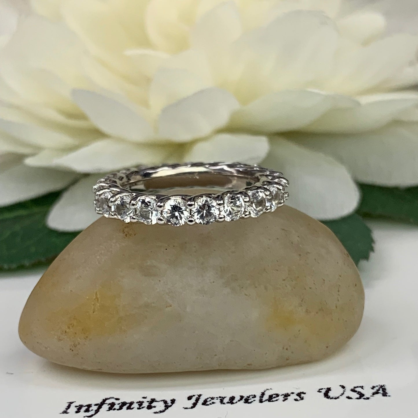 Moissanite Eternity Band, Stackable Eternity Band, Round Moissanite Wedding Band, 14K Gold Wedding Ring, Ladies Eternity Ring, #7036