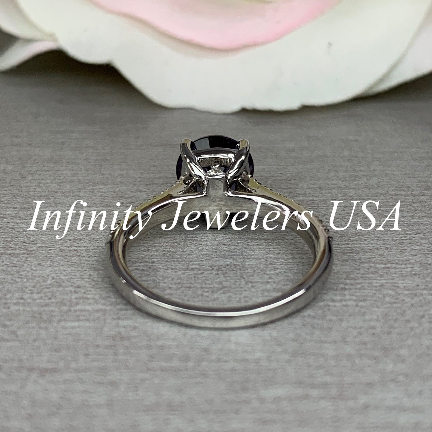 Round Shaped Alexandrite Engagement Ring 14K White Gold Round Solitaire Alexandrite Engagement Rings Promise Anniversary Wedding Ring #4790