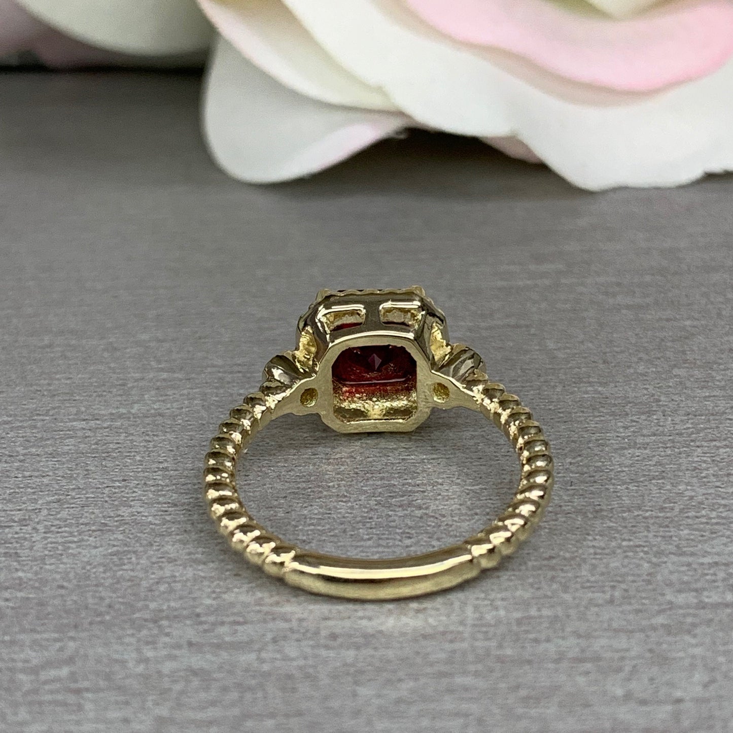Antique ruby ring 14K yellow gold, Ruby engagement ring, July birthstone ring, Dainty vintage ruby ring