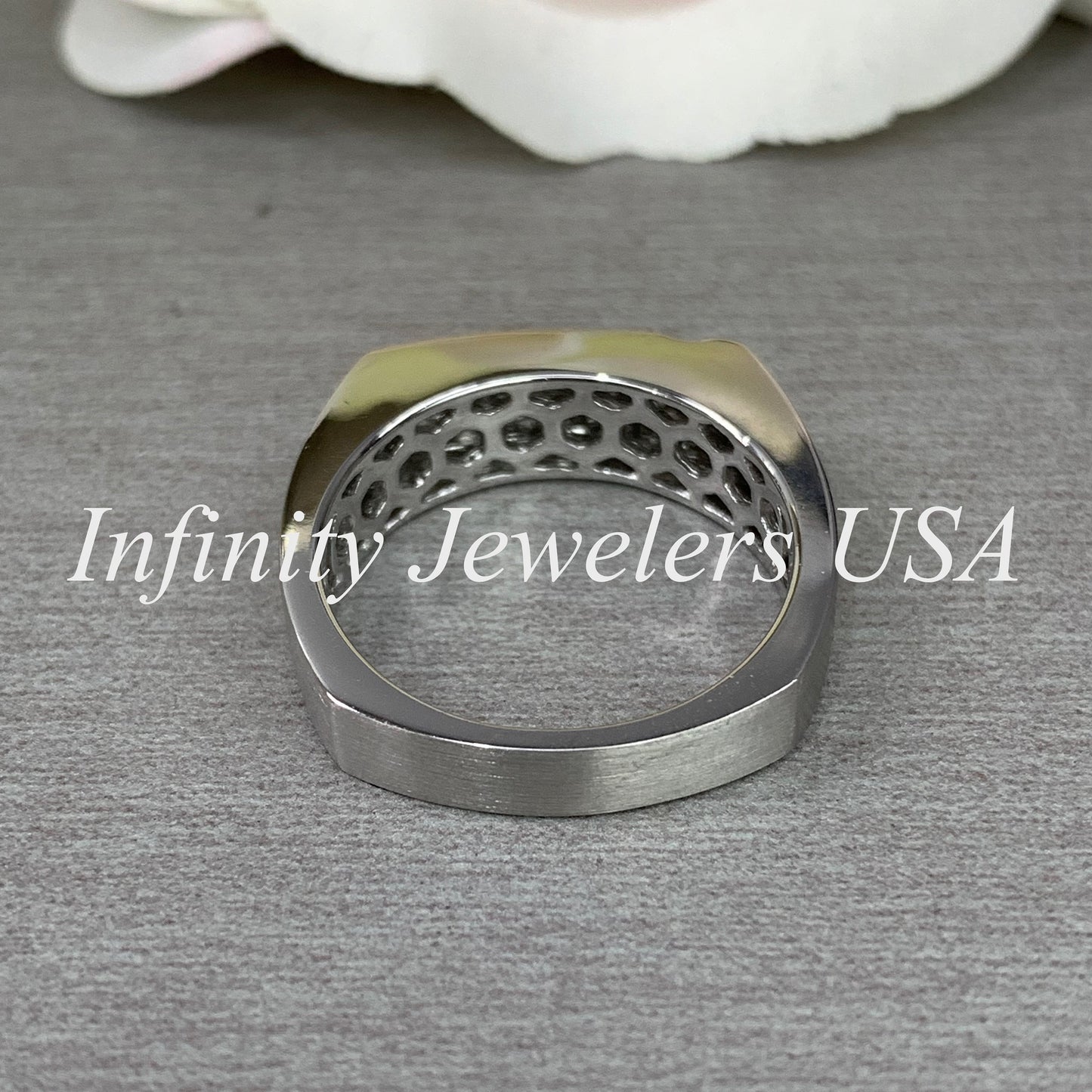 Men's Ring / Princess Cut Ring / Natural Dimond Ring / Gift Ideas For Him / 14k White Gold / #633