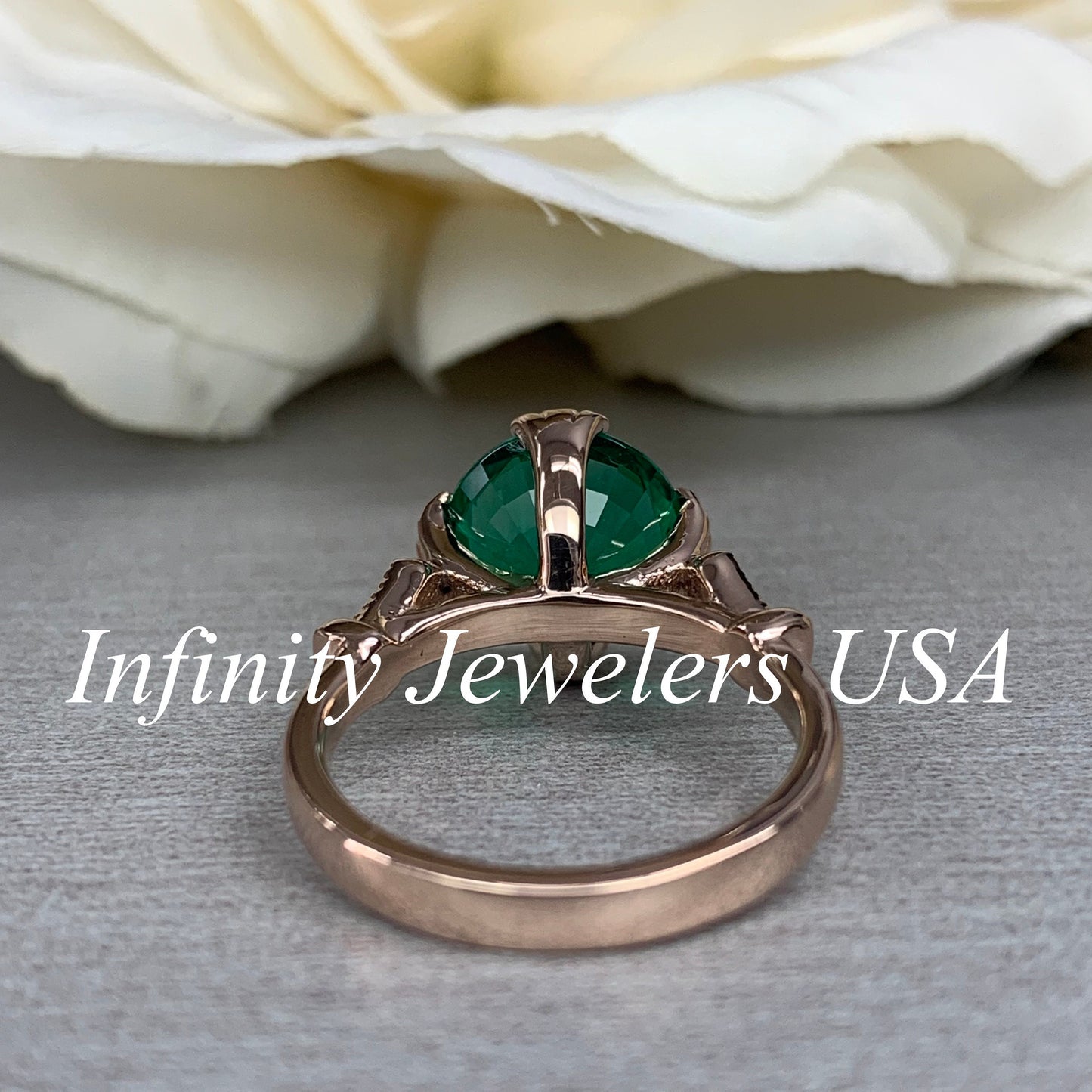 Round Emerald Engagement Ring Rose Gold Vintage Rose Gold Emerald Engagement Ring Unique Emerald Wedding Promise Anniversary Ring Women 6227