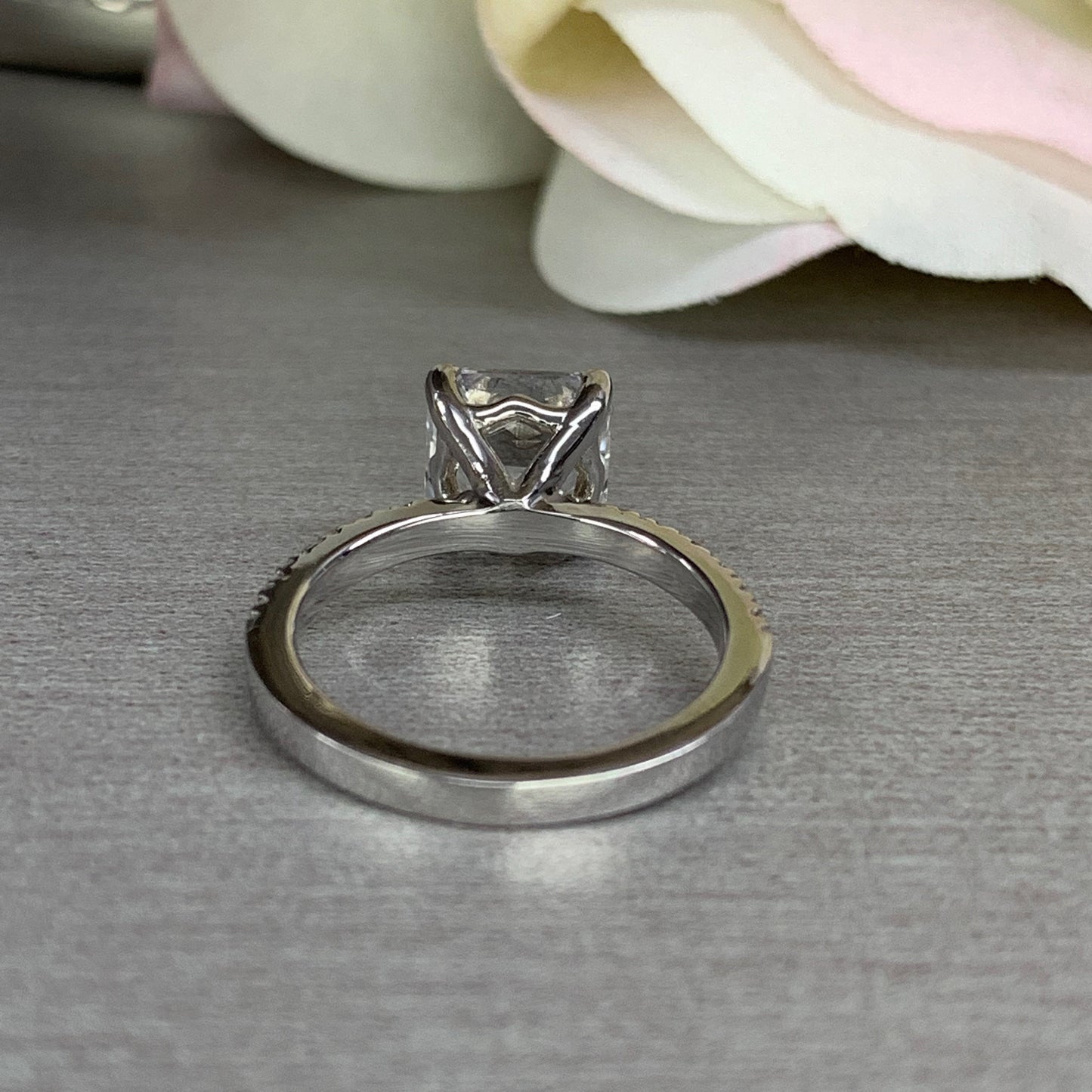 Asscher Cut Moissanite Engagement Ring, Moissanite Engagement Ring, Wedding Ring, Moissanite And Diamond Engagement Ring