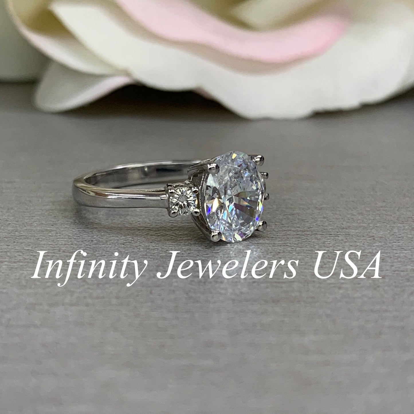 Oval Moissanite Engagement Ring 14k White Gold Forever One Moissanite Engagement Rings Unique Vintage Wedding Promise Anniversary Ring #5117