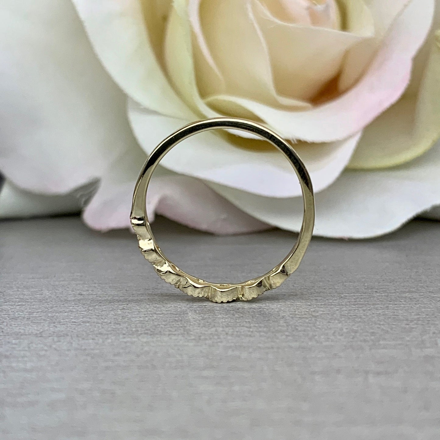 Womens Wedding band Yellow Gold Petite Twist Dainty Diamond Twist Style Wedding Band Stacking Diamond Twist Band Infinity Wedding Band #3846