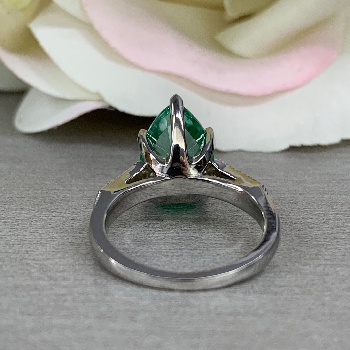 Pear Shape Engagement Ring / Green Paraiba Ring / Paraiba And Moissanite Ring / 14K White Gold / #6399