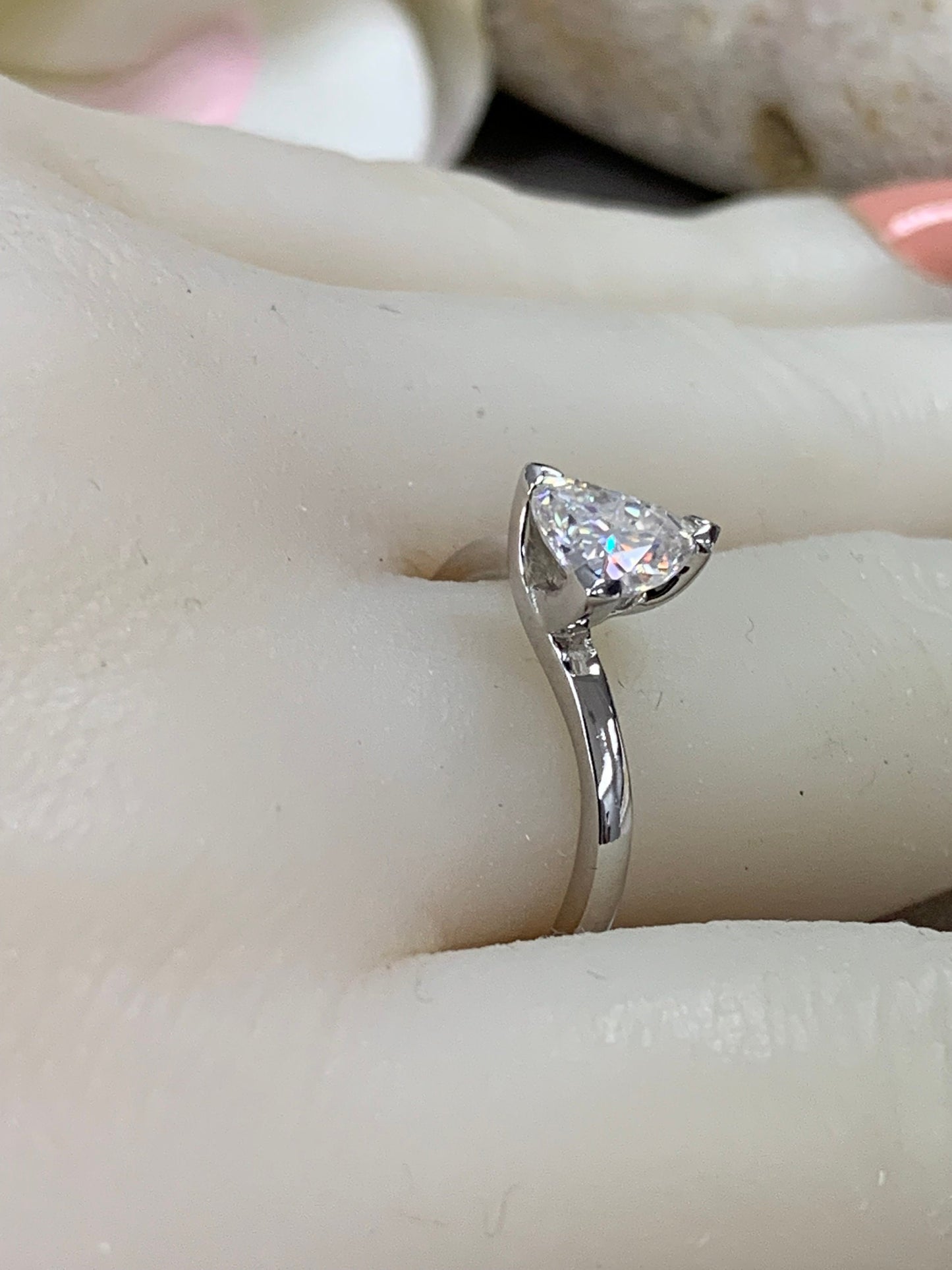 Certified Moissanite, Moissanite Engagement Ring, Trillion Cut Solitaire Moissanite Ring, Unique Engagement Ring, 14k Gold Ring