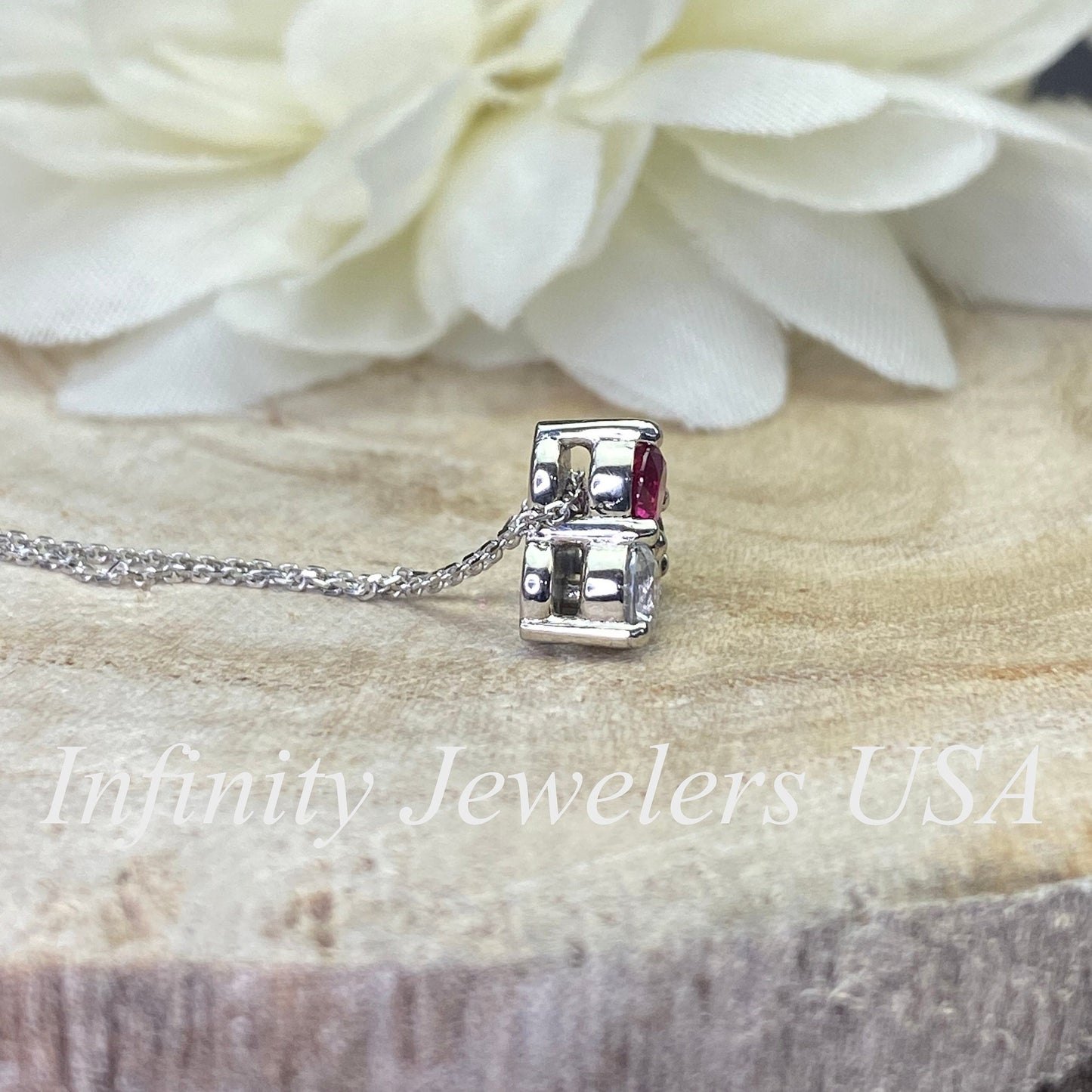 Mothers Birthstone Necklace 14k White Gold, Family Necklace, Grandmothers Birthstone Necklace, Cluster Necklace, Gemstone Necklace, #6763