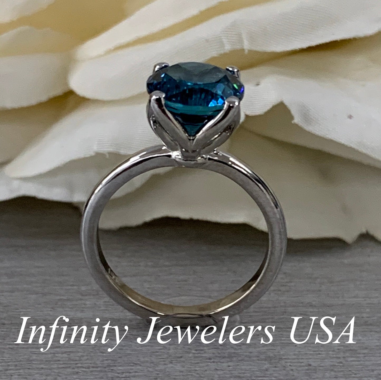 London Blue Sapphire Engagement Ring White Gold Solitaire London Blue Engagement Ring Single Stone Promise Anniversary Wedding Ring #6893