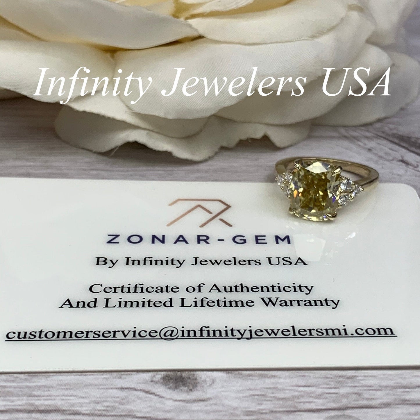 Elongated Cushion Yellow Moissanite Engagement Ring, Yellow Moissanite Ring, 14K Yellow Gold, Gift For Her #7007