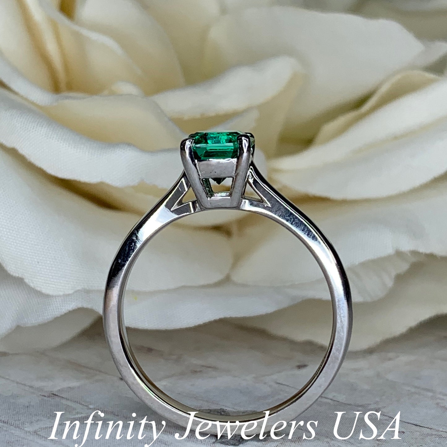 Asscher cut emerald engagement ring, emerald solitaire ring 14k yellow gold May birthstone minimalist dainty ring emerald green ring