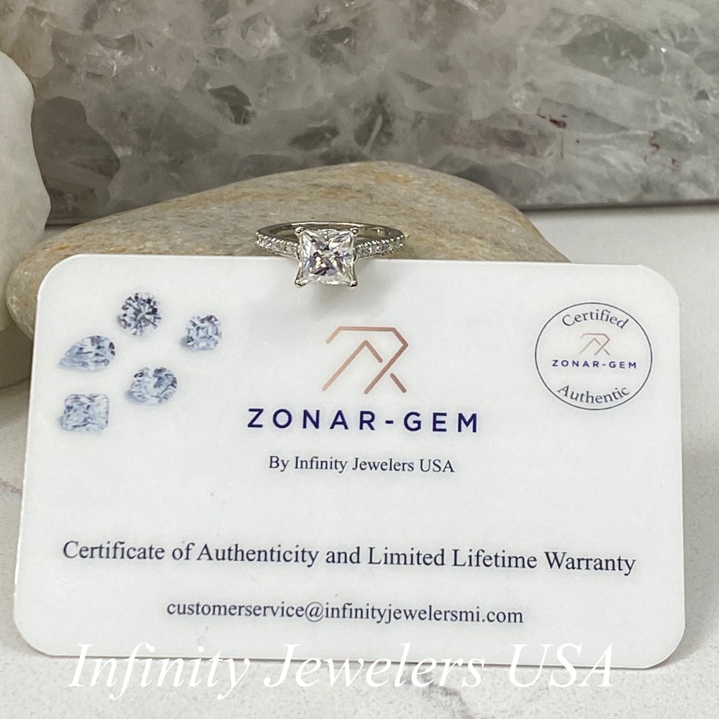 Moissanite Engagement Ring Princess Cut 14K Solid White Gold, Simple Moissanite Engagement Ring For Ladies Solitaire Princess Cut Ring, 7135