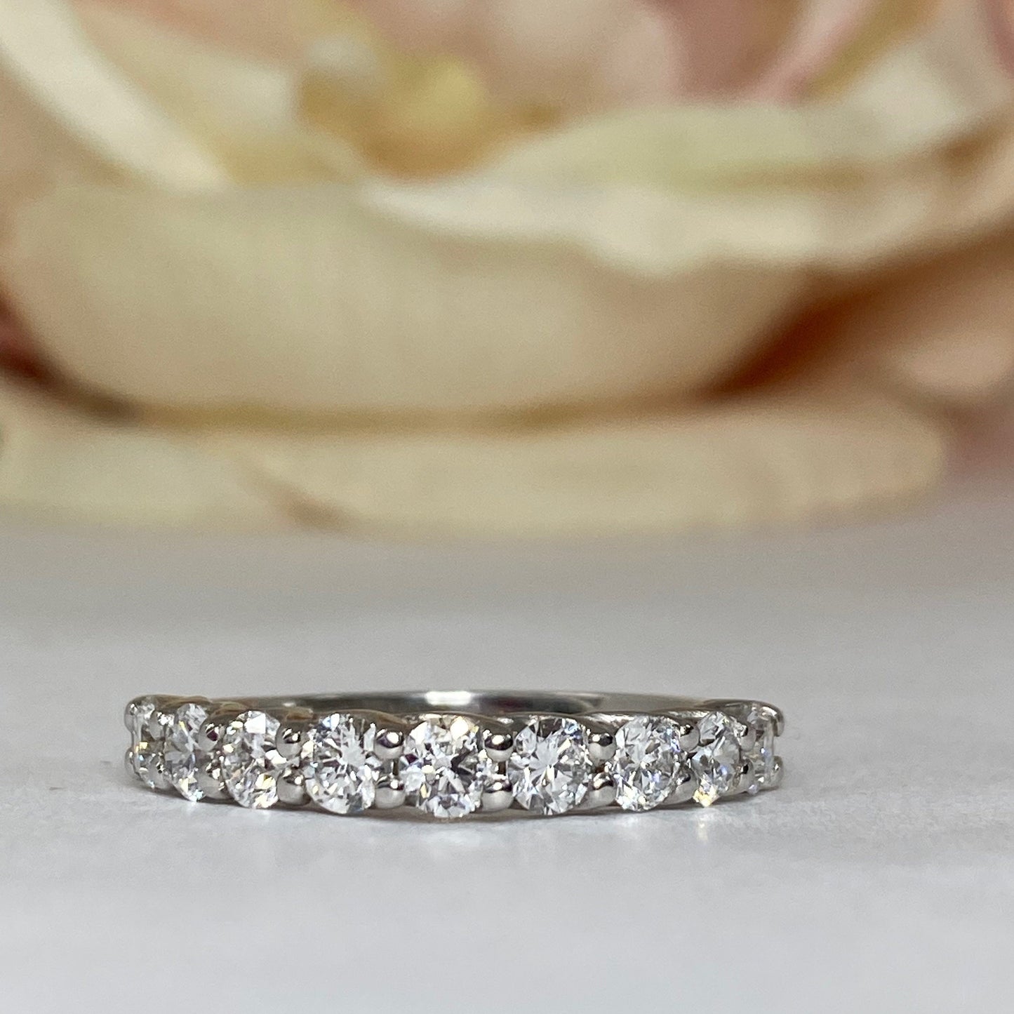 Diamond Eternity Wedding Band For Women, 5567 14k Solid White Gold Vintage Diamond Anniversary Band, Lab Grown Diamond Eternity Wedding Band