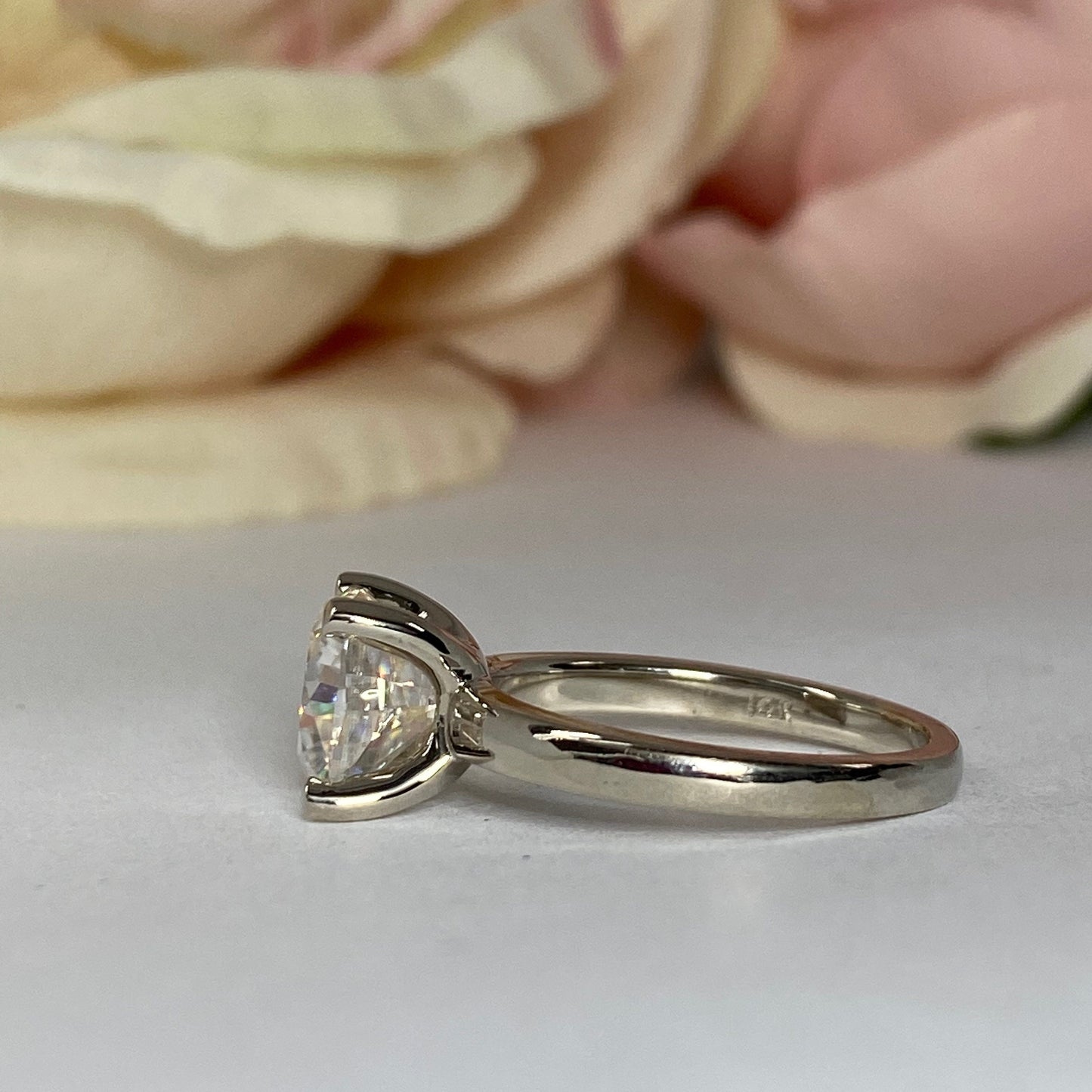 Moissanite Engagement Rings For Women Cushion Cut 14K Solid White Gold, #7175 Single Stone Bridal Ring Solitaire Moissanite Engagement Rings