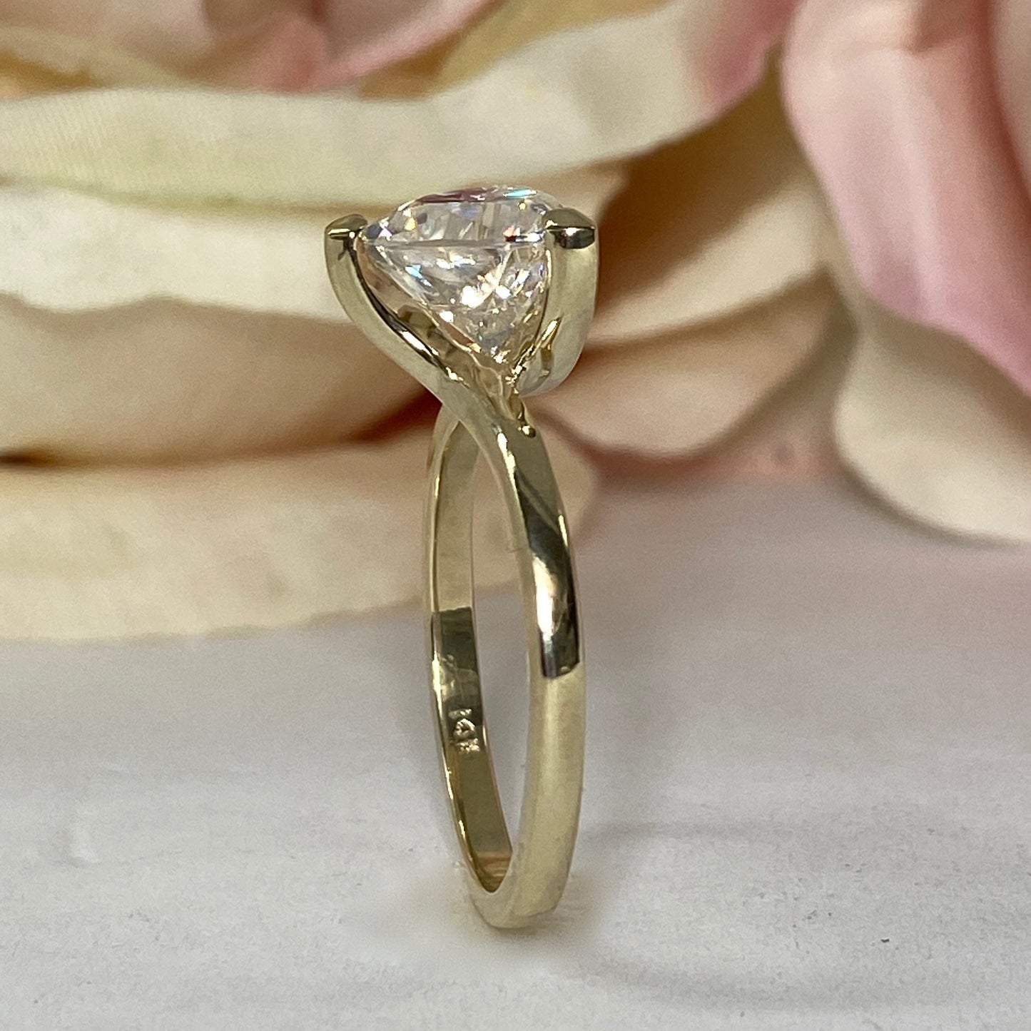 Moissanite Solitaire Trillion Cut Engagement Ring, #5441 14k Solid Gold Triangle Shape Moissanite, Moissanite Bridal Promise Ring For Women