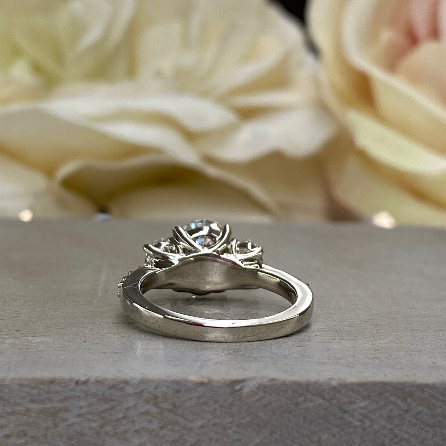 Moissanite Engagement Ring, Oval Three Stone Moissanite Ring, Moissanite Cluster Ring, Ladies Wedding Ring, Anniversary Gift, 14k Gold, 5378