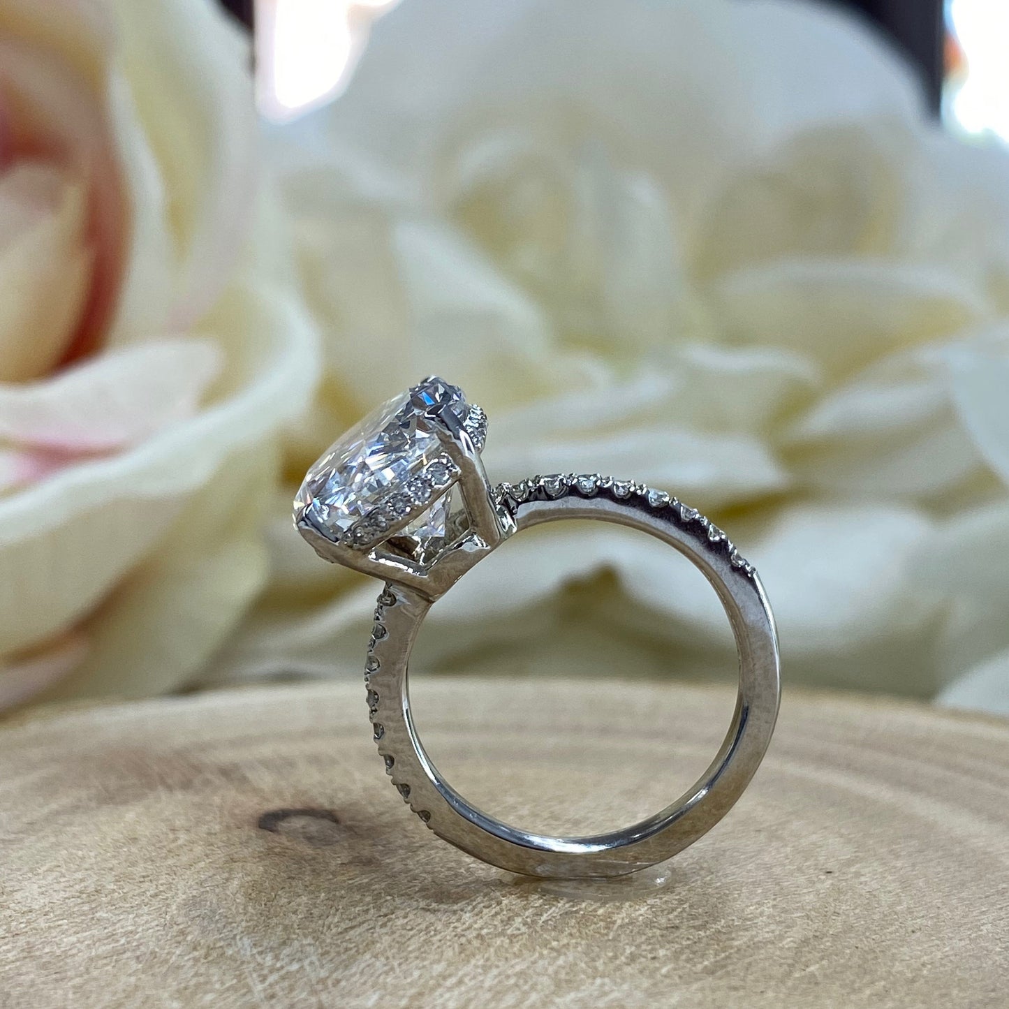 Oval Moissanite Engagement Ring 14k White Gold, Hidden Halo Solitaire Oval Ring, Moissanite Engagement Ring Moissanite Oval Ring Women 7223