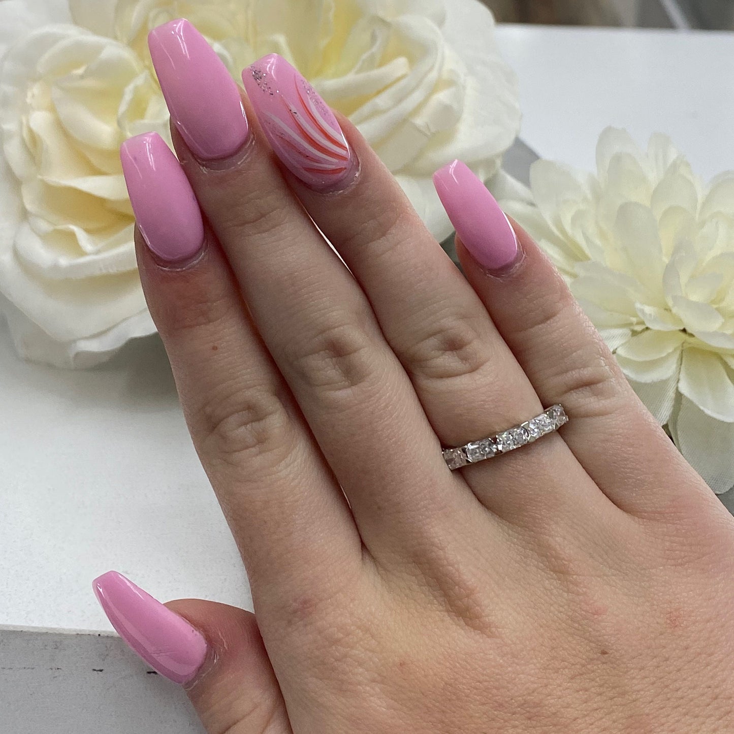 Radiant Cut Moissanite Wedding Band, Five Stone Radiant Cut Moissanite Anniversary Ring For Her, 14k White Gold Moissanite Ladies Band #7218