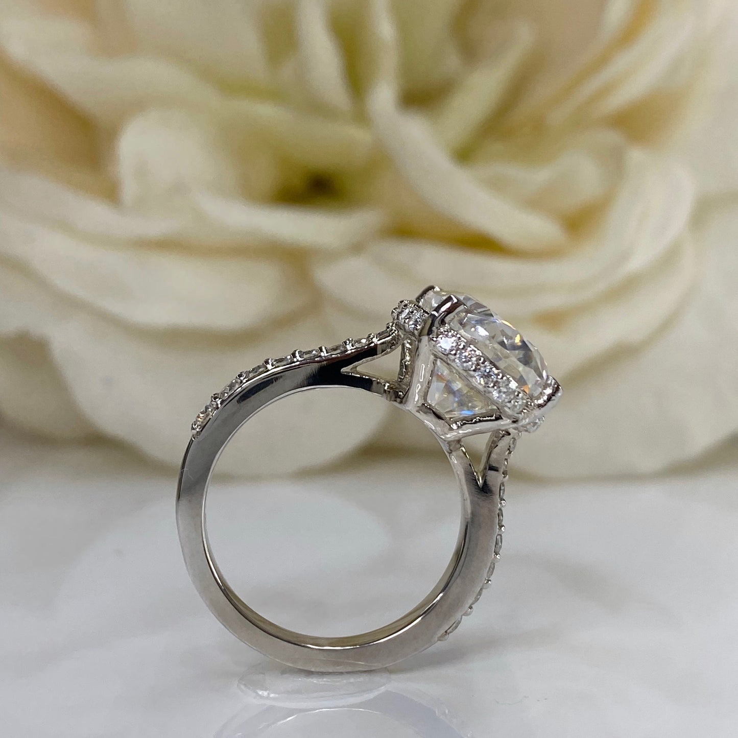 Oval Moissanite Engagement Ring 14k White Gold, Hidden Halo Solitaire Oval Ring, Moissanite Engagement Ring, Oval Wedding Ring Women 7224