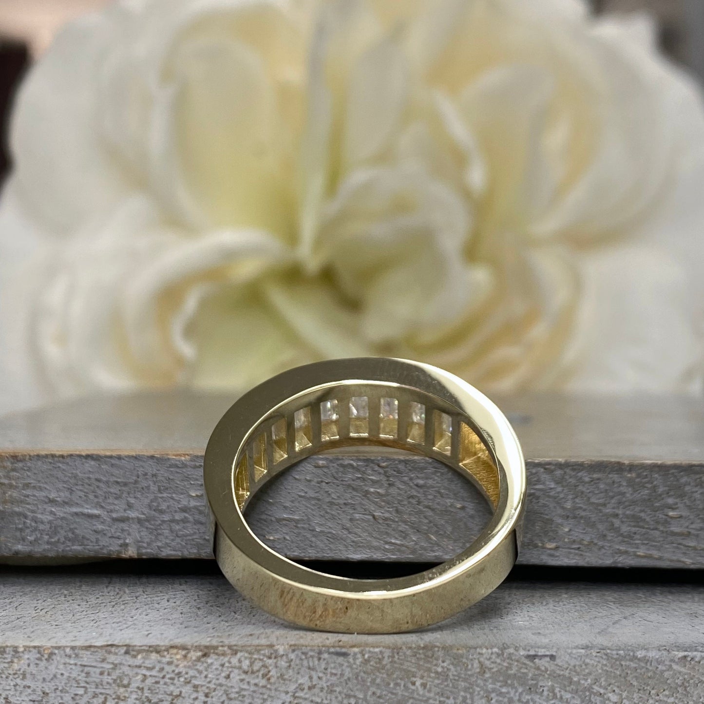 Mens Channel Set Baguette Wedding Band Solid 14k Yellow Gold, Unique Men's Moissanite Engagement Ring Men's Promise Ring Gift For Him #7236