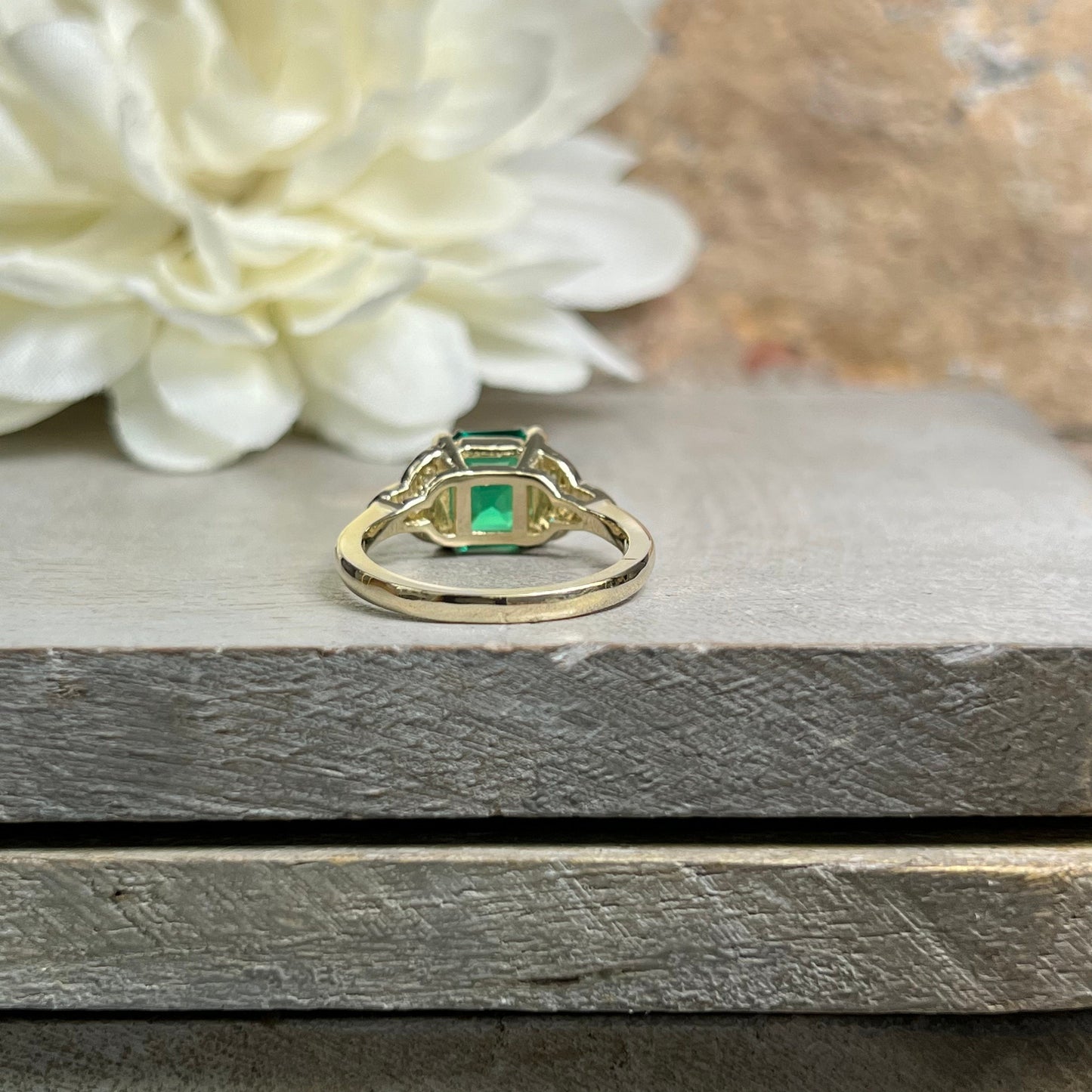 Asscher Cut Emerald Engagement Ring 14K Yellow Gold Green Emerald Celtic Engagement Rings Moissanite Celtic Gold Wedding Promise Ring