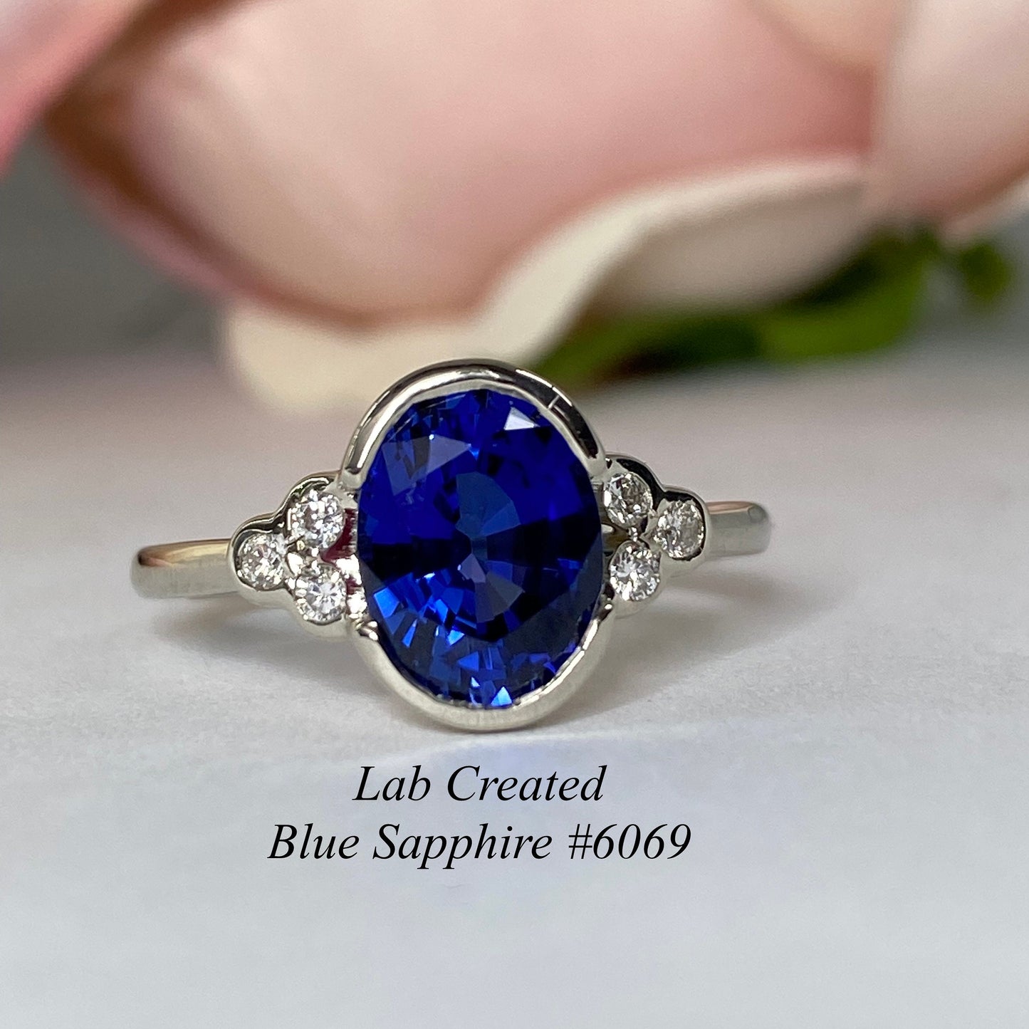 Oval Shaped Emerald Diamond Engagement Ring 14k White Gold Bezel Set Oval Emerald Engagement Rings Women Unique Emerald Wedding Rings #7306