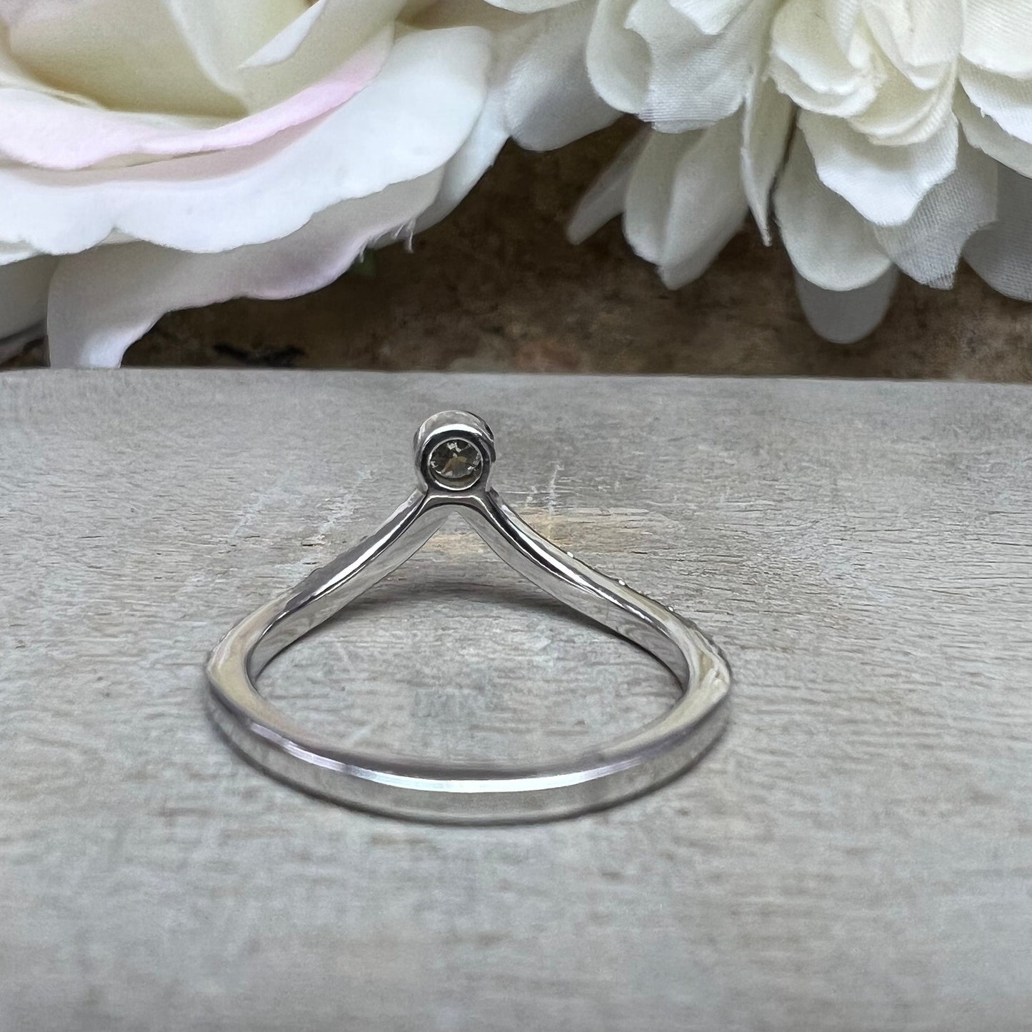 Vintage Diamond Curved Wedding Band 14k White Gold Chevron Band Delicate Matching Stacking Ring Anniversary Band Dainty Chevron Ring   #5886