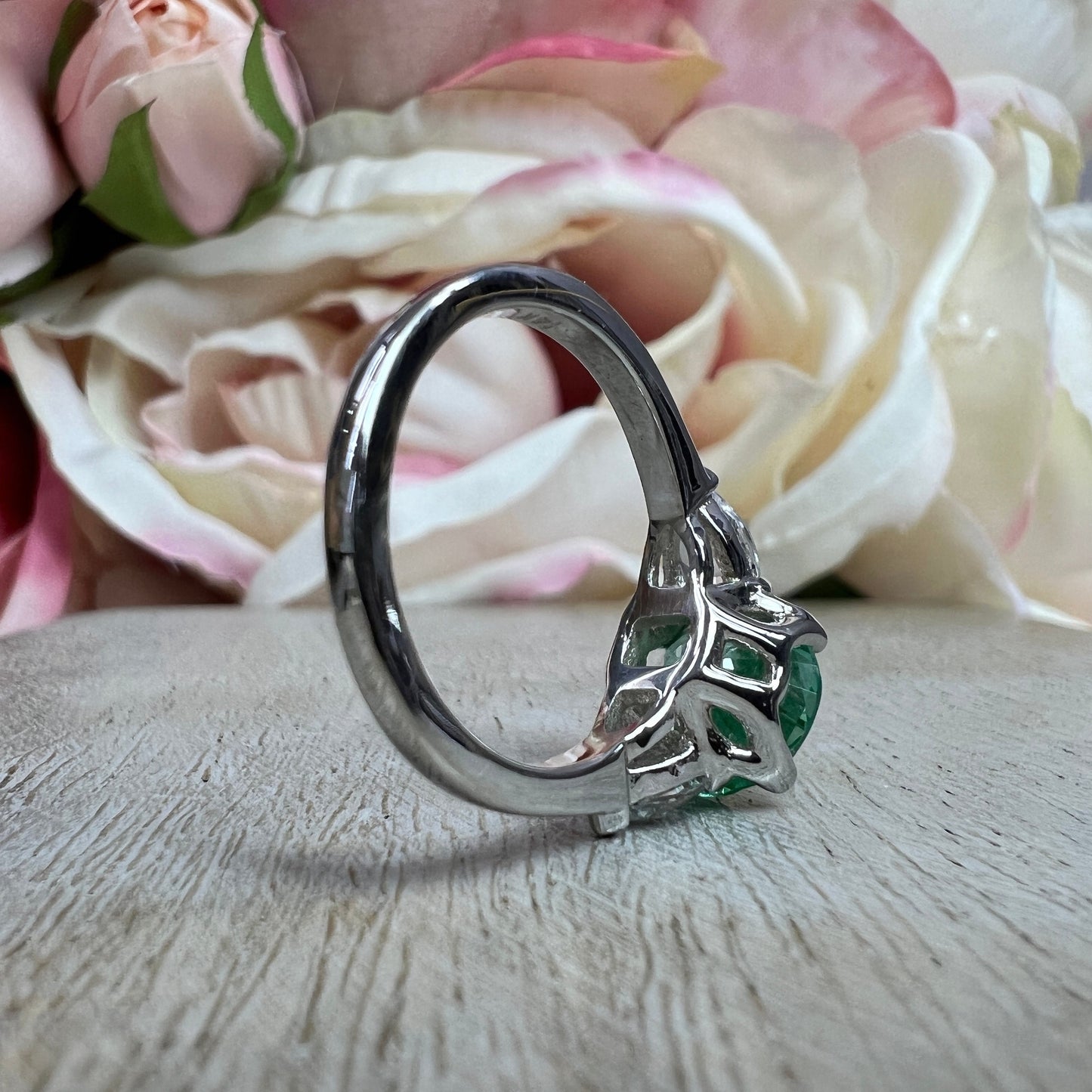 Paraiba Tourmaline Engagement Ring White Gold Green Paraiba Tourmaline And Moissanite Wedding Ring Unique Vintage Promise Anniversary #6446